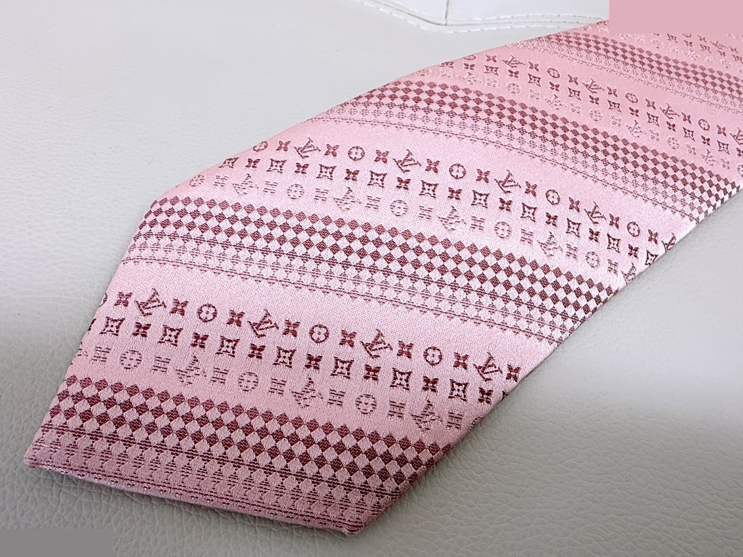 Monogram Jacquard Silk Tie, Pink — view 2