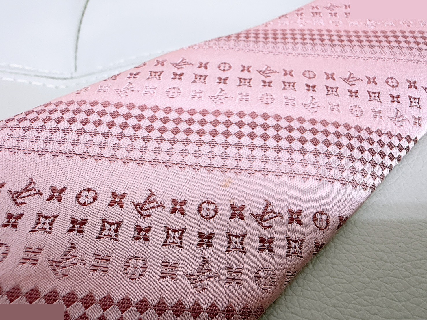 Monogram Jacquard Silk Tie, Pink — view 6