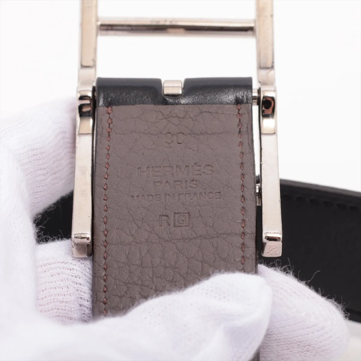 H Belt Q: 2013 Belt 90 Leather x Metal Black x Gray — view 5