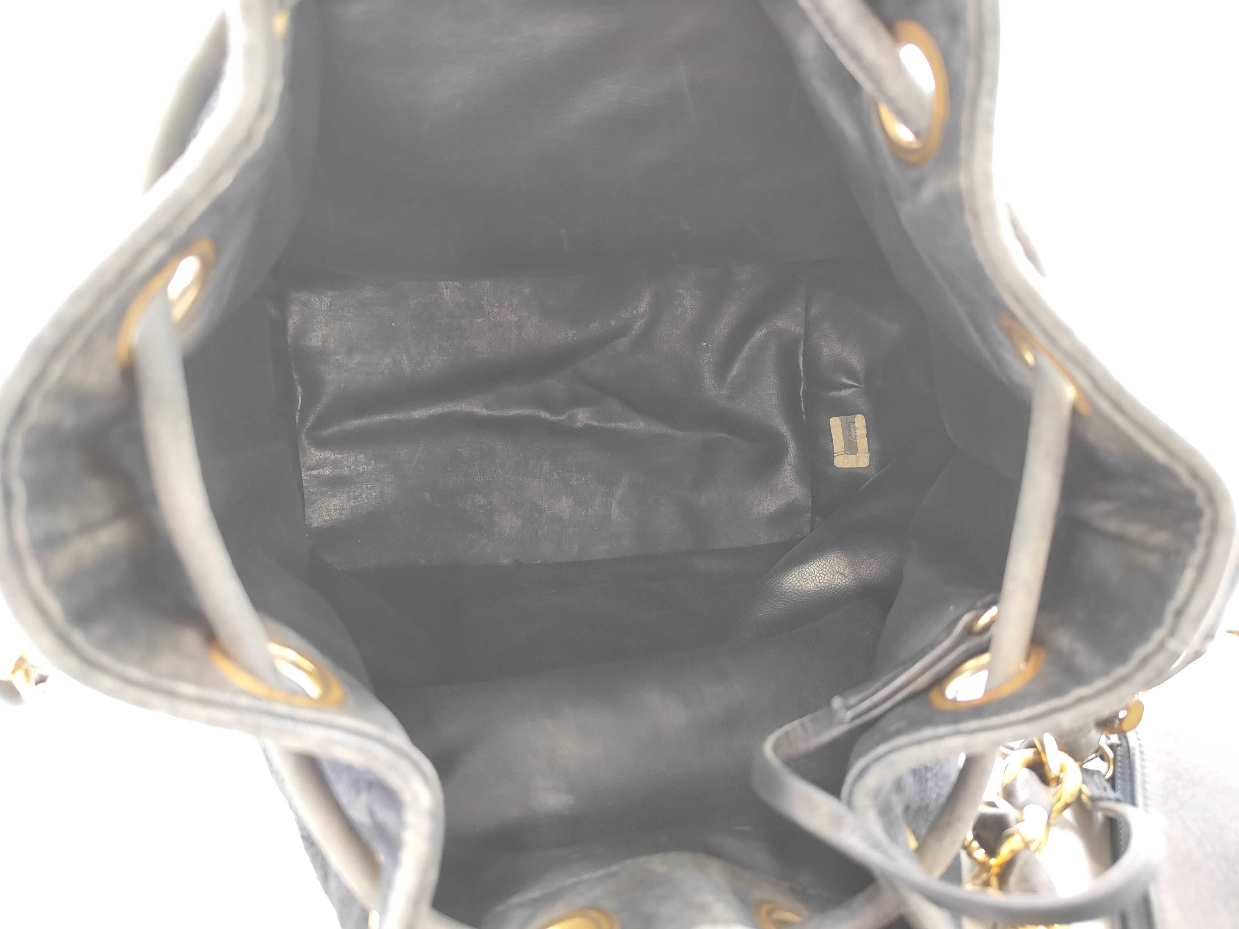 Denim Coco Mark Drawstring Chain Shoulder Bag — view 11
