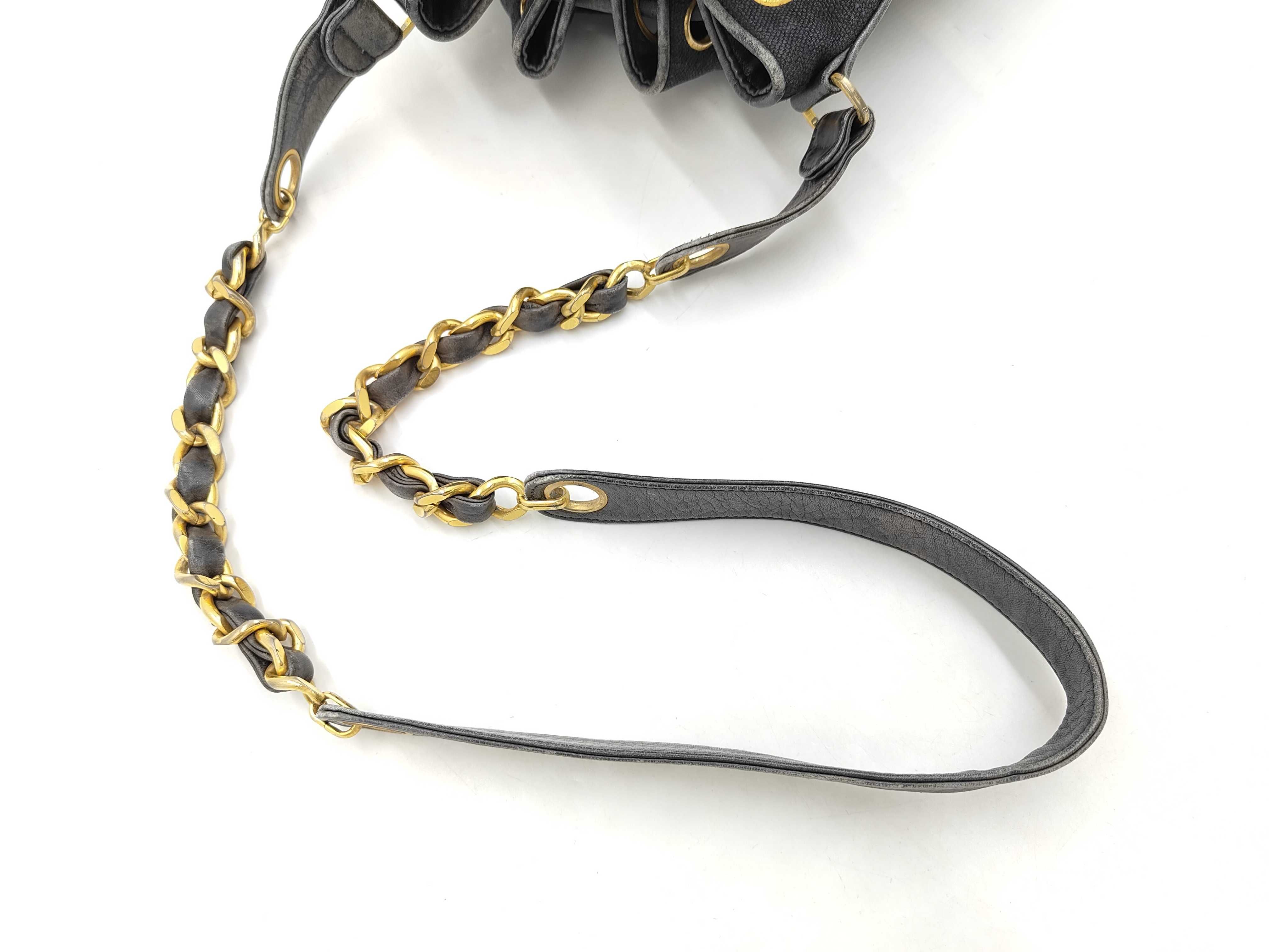 Denim Coco Mark Drawstring Chain Shoulder Bag — view 3