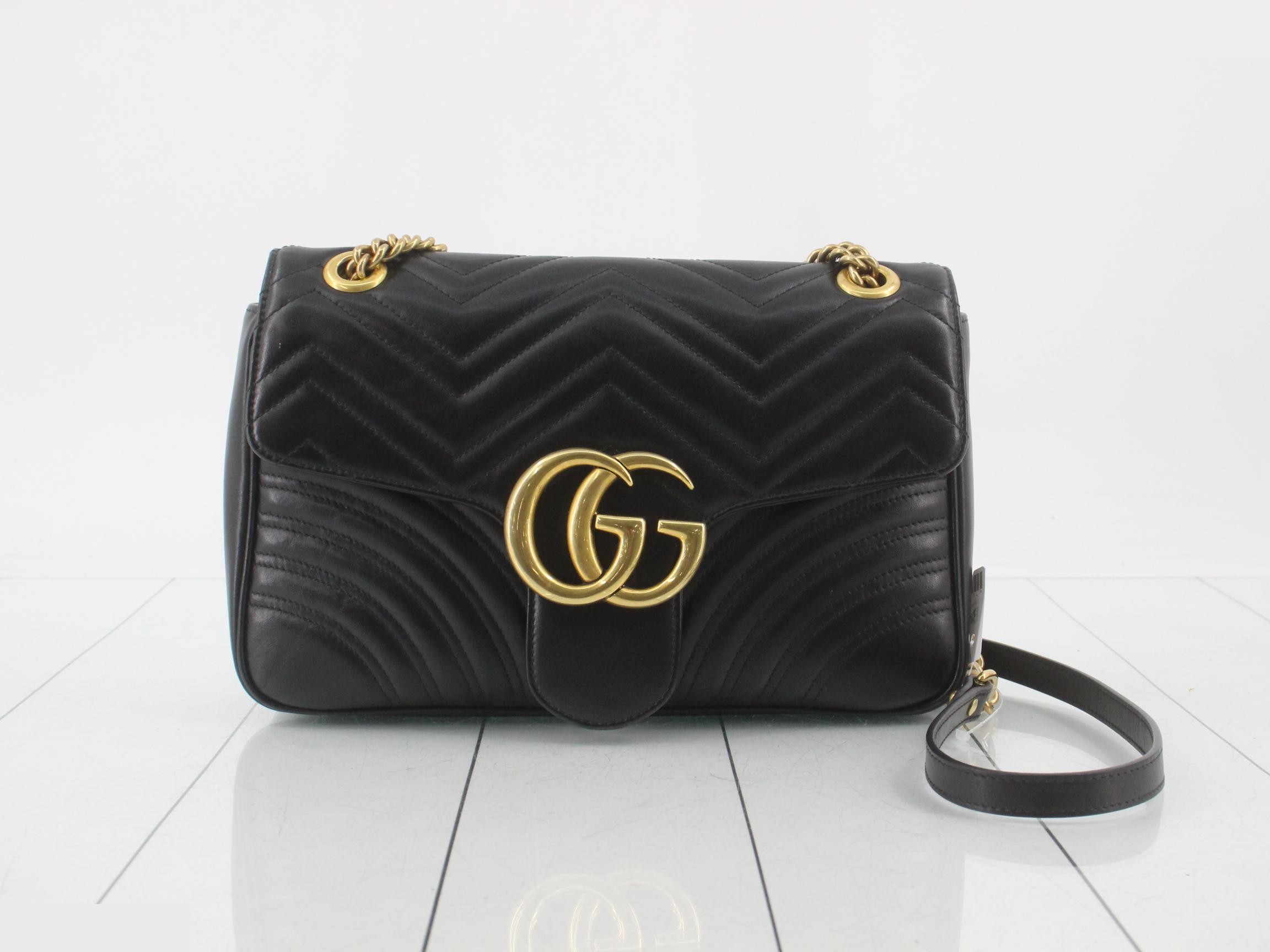 GG Marmont Shoulder Bag, Leather, Black