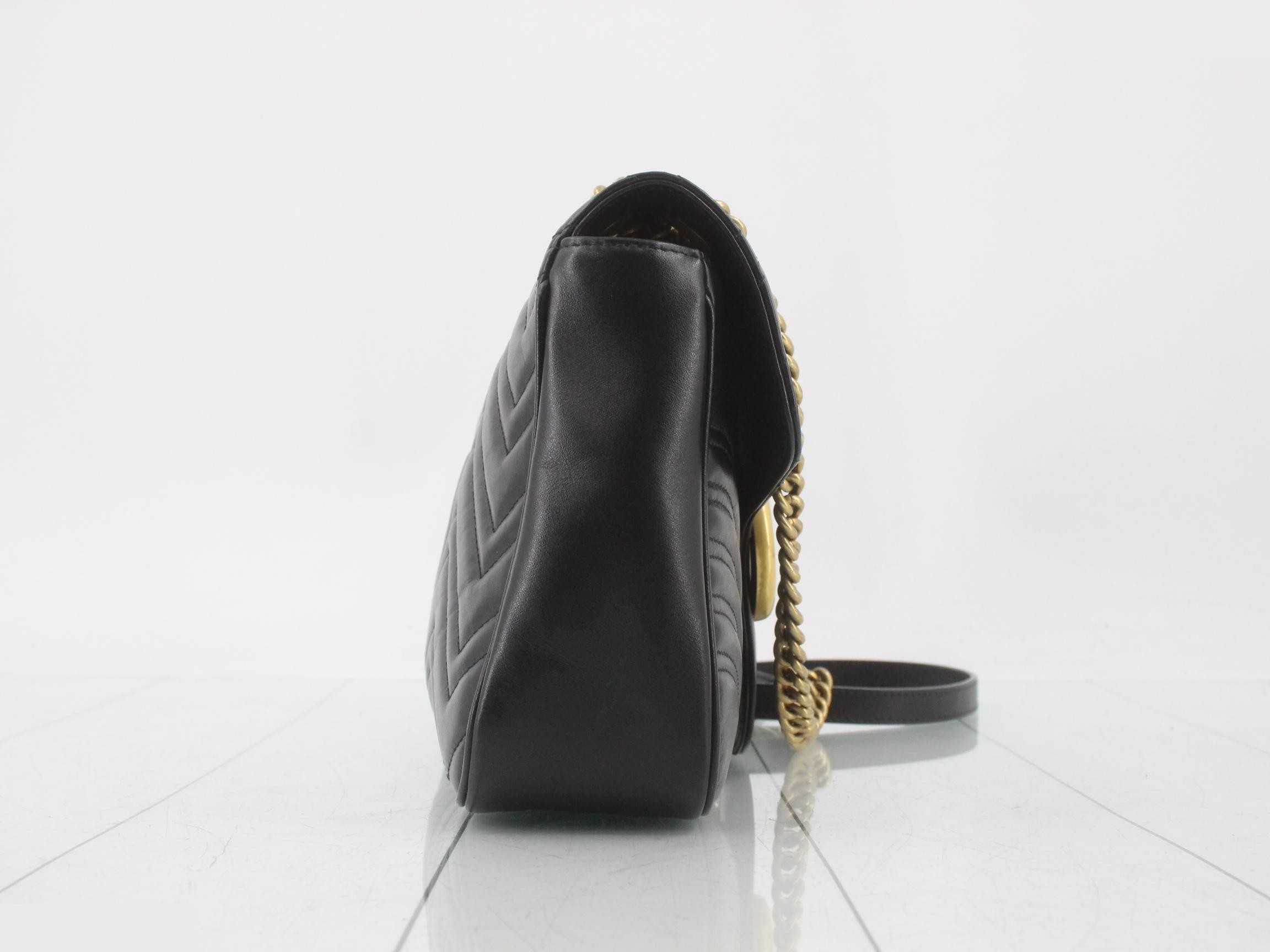 GG Marmont Shoulder Bag, Leather, Black — view 4