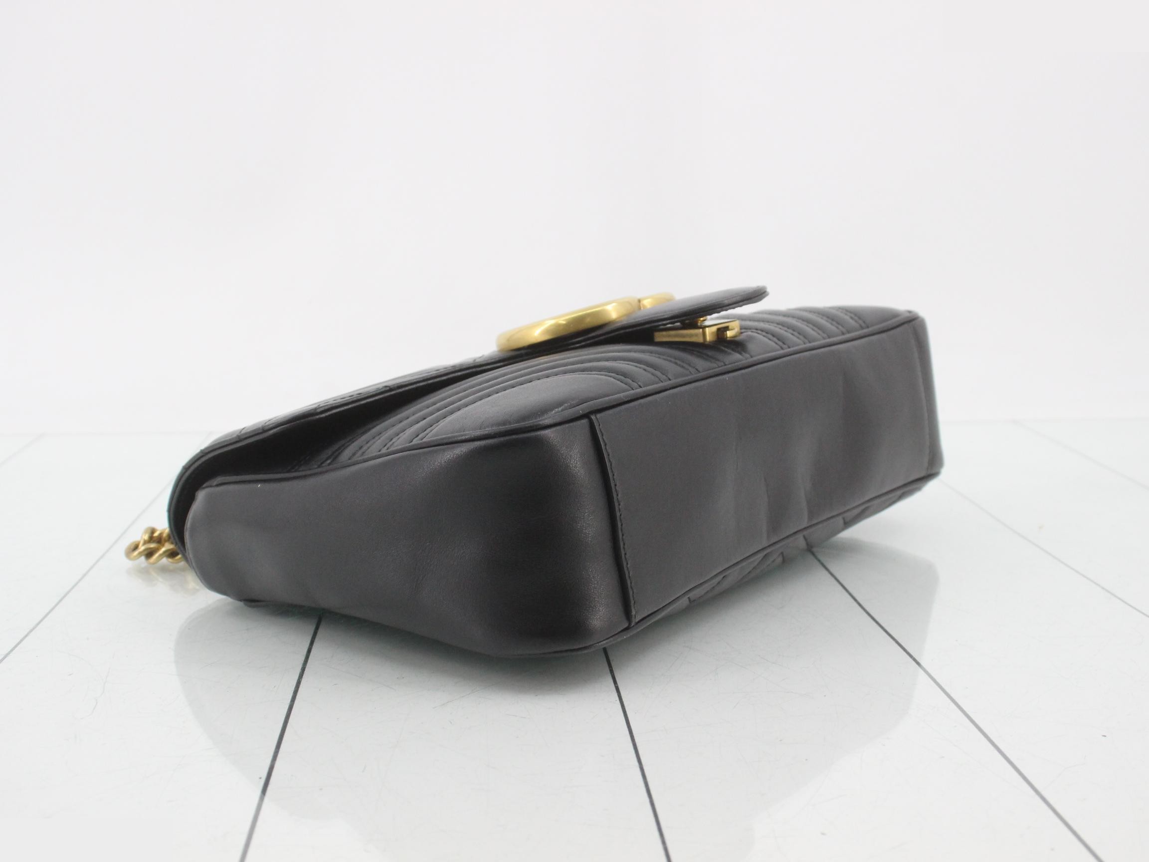 GG Marmont Shoulder Bag, Leather, Black — view 5