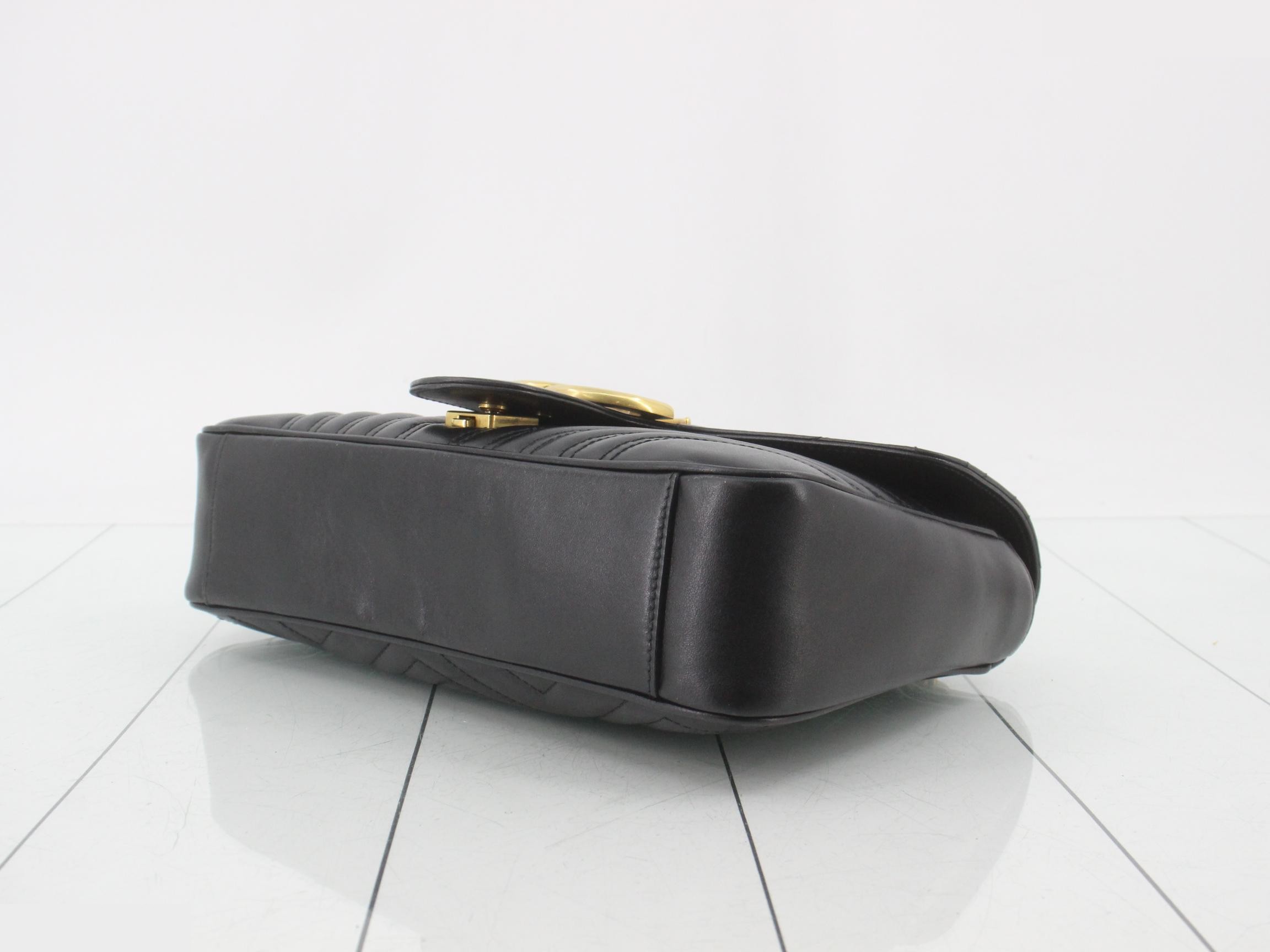 GG Marmont Shoulder Bag, Leather, Black — view 6