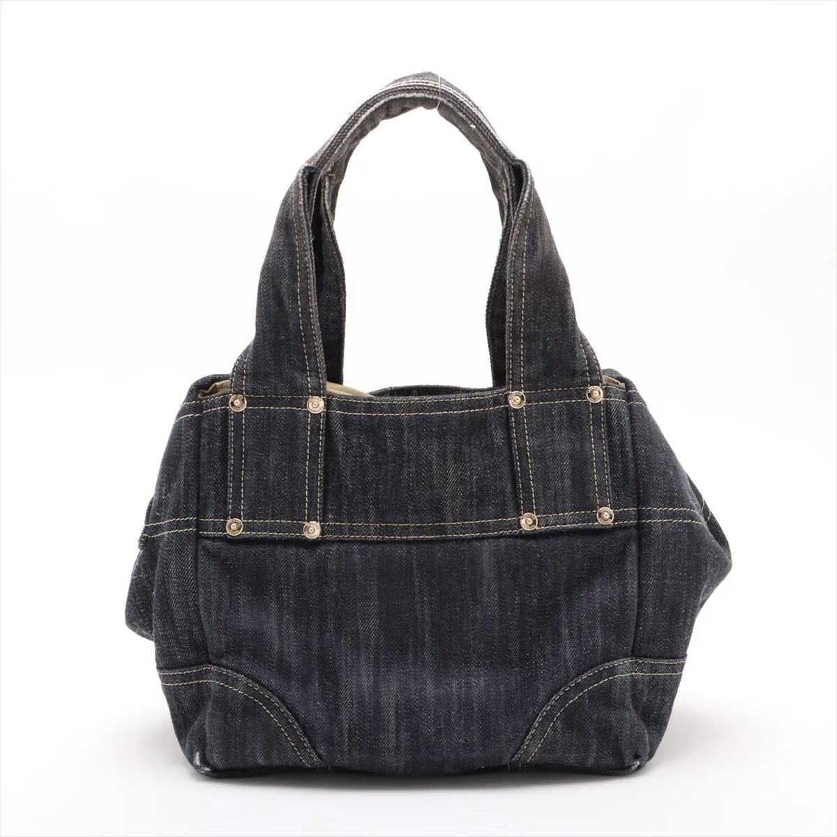 Cocomark Denim x Leather Handbag Sparkling Denim Blue Gold Hardware 10369840 10s — view 2