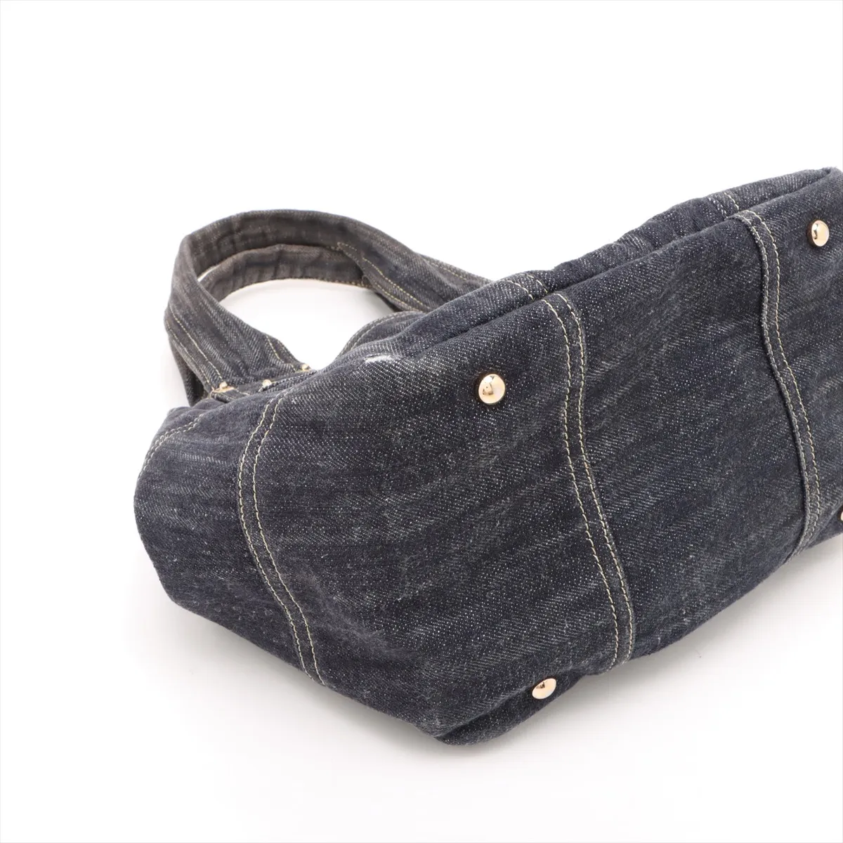 Cocomark Denim x Leather Handbag Sparkling Denim Blue Gold Hardware 10369840 10s — view 4