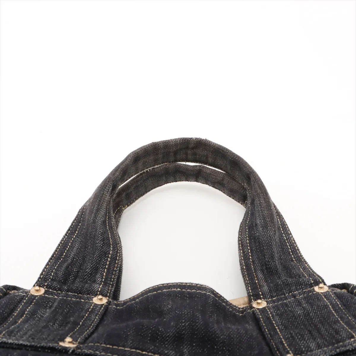 Cocomark Denim x Leather Handbag Sparkling Denim Blue Gold Hardware 10369840 10s — view 6