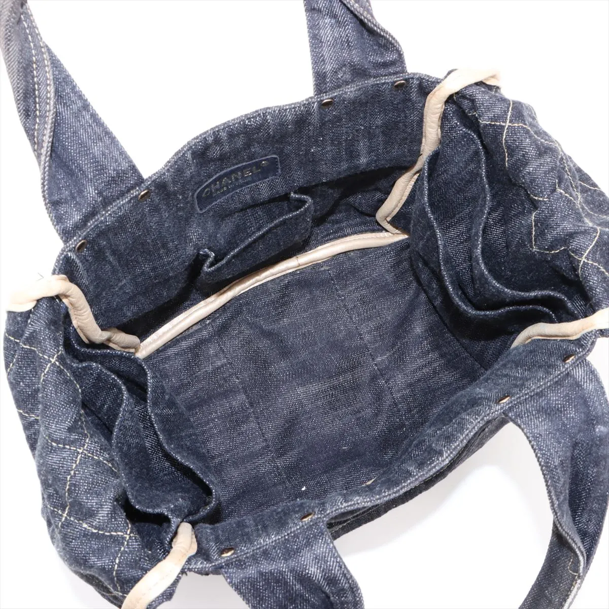 Cocomark Denim x Leather Handbag Sparkling Denim Blue Gold Hardware 10369840 10s — view 7