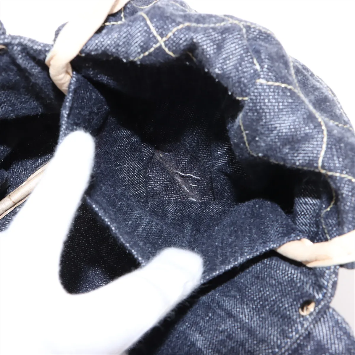 Cocomark Denim x Leather Handbag Sparkling Denim Blue Gold Hardware 10369840 10s — view 8