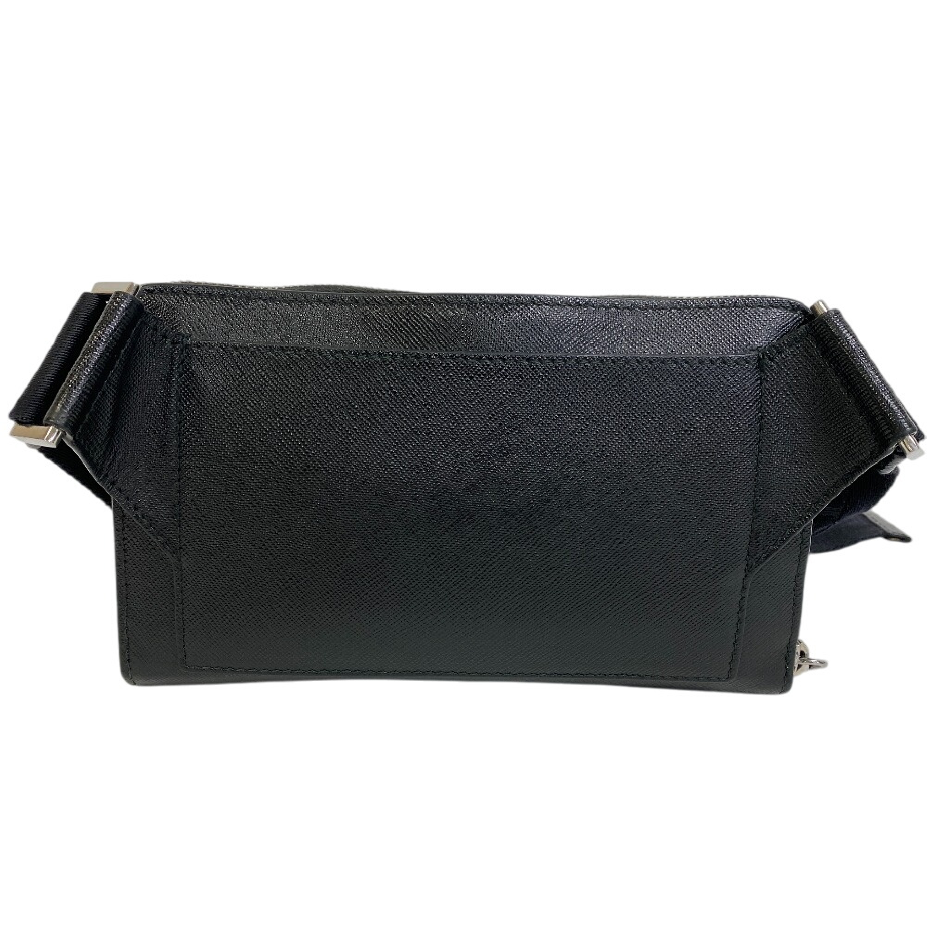 2VH156 Waist Pouch, Triangle Logo Plate, Leather Body Bag, Black, Brand Shoulder Bag — view 2