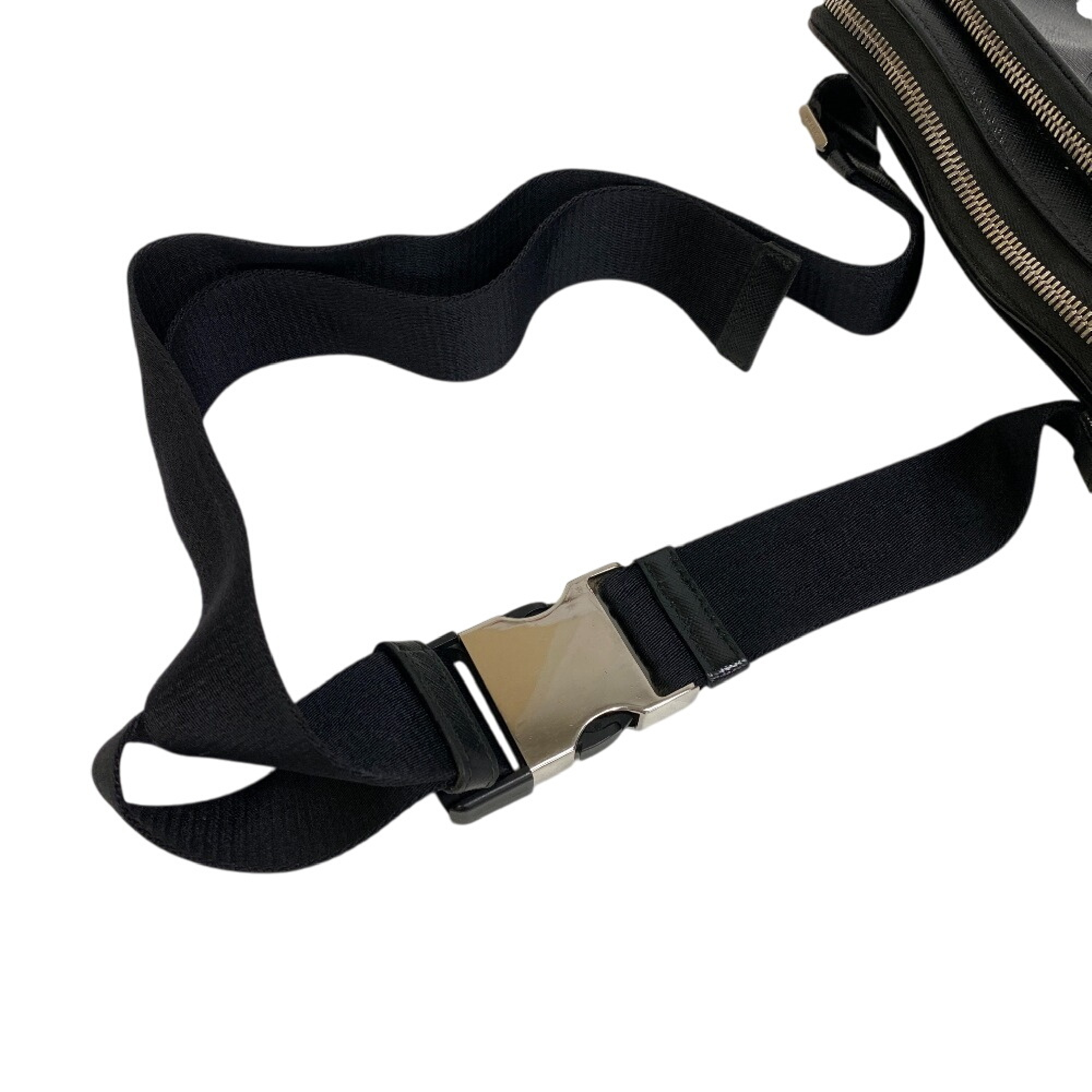 2VH156 Waist Pouch, Triangle Logo Plate, Leather Body Bag, Black, Brand Shoulder Bag — view 7