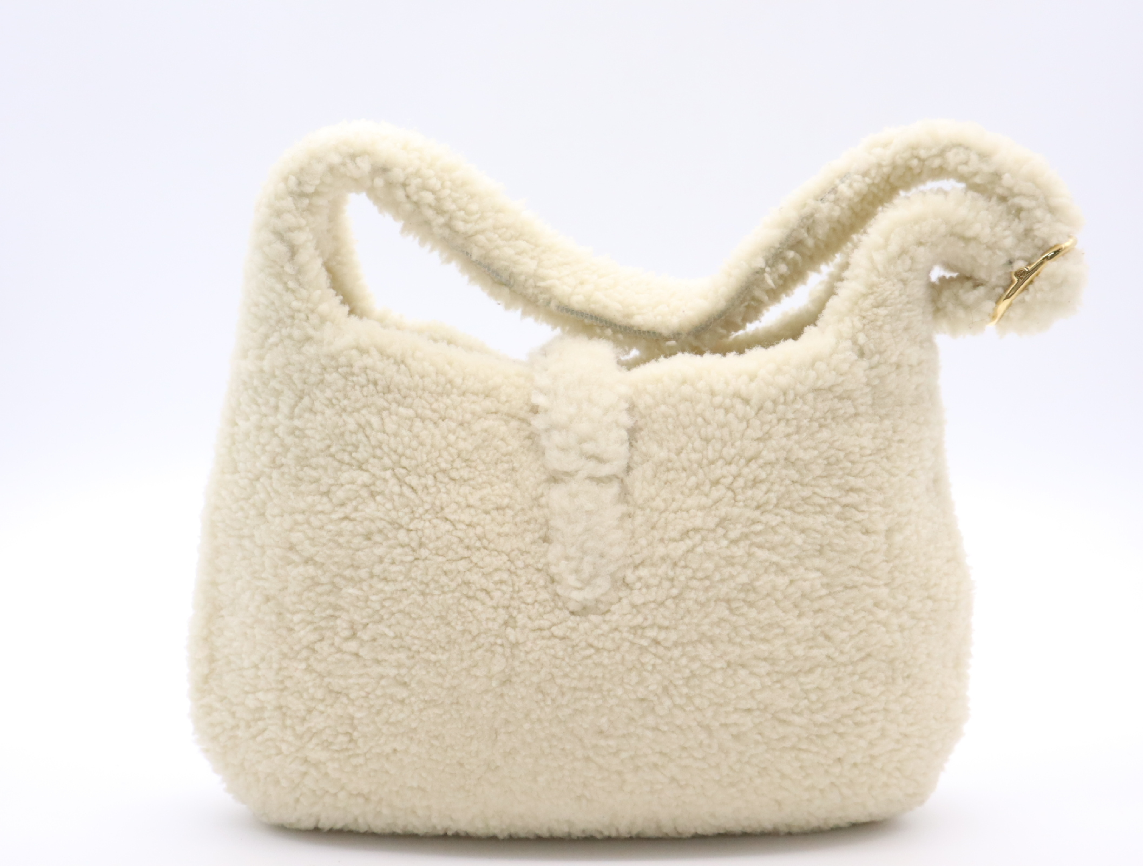 636709 Shearling Jackie 1961 2-way Handbag with White Gold Hardware and Shoulder Strap — view 2