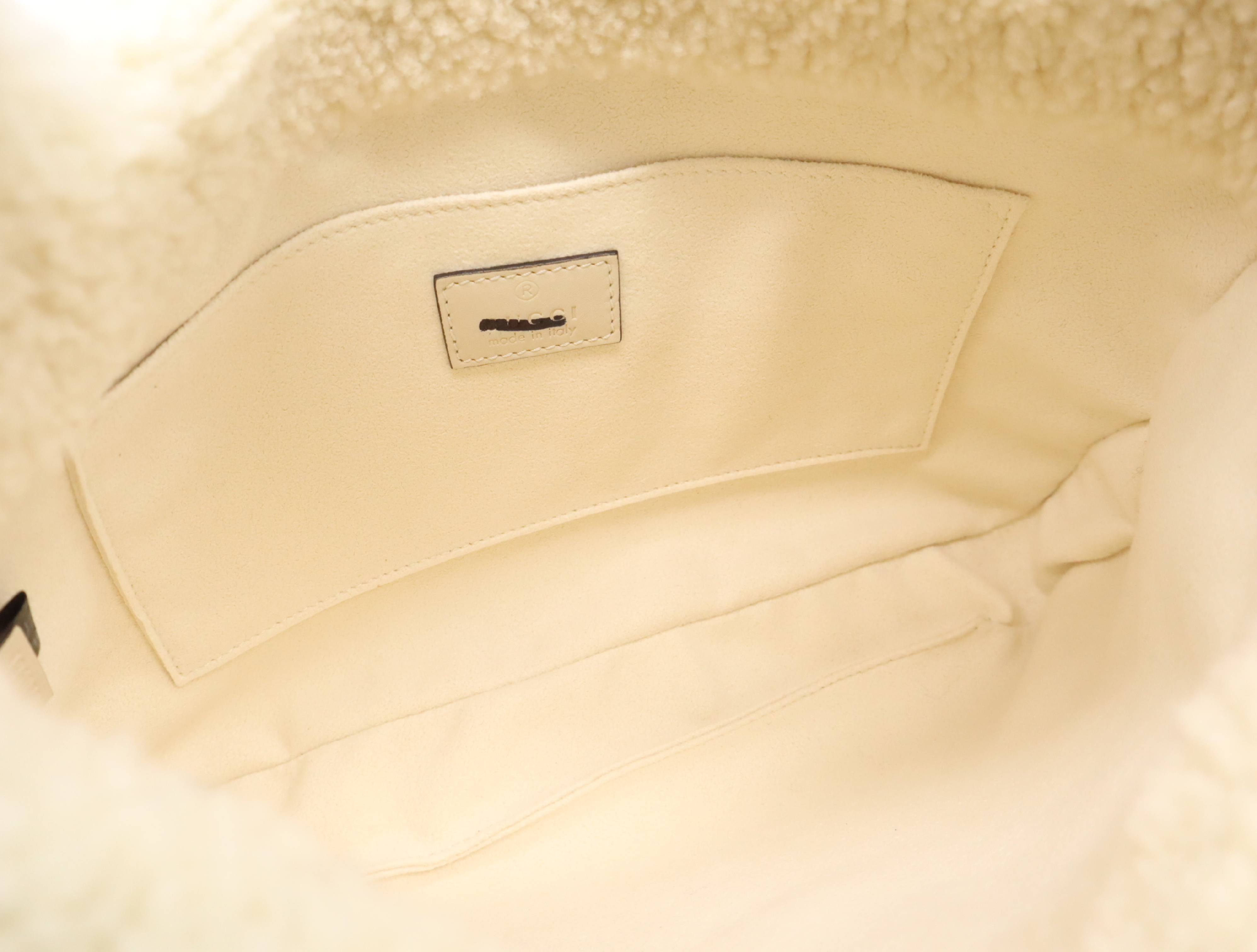 636709 Shearling Jackie 1961 2-way Handbag with White Gold Hardware and Shoulder Strap — view 11