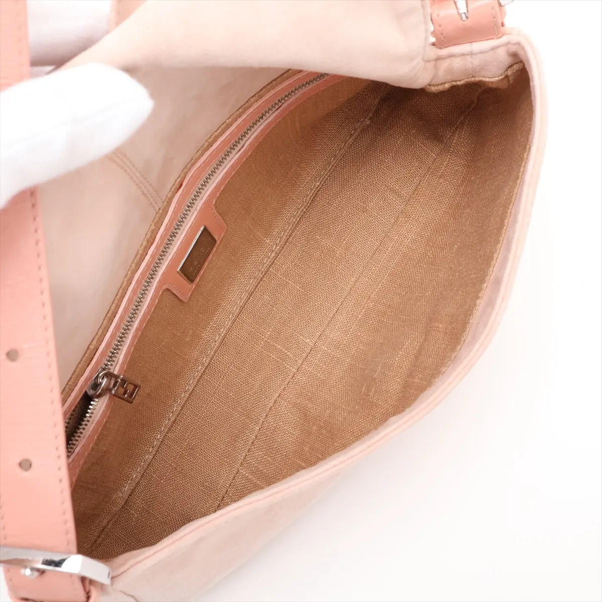 Mamma Bucket Suede x Leather Shoulder Bag Pink — view 7