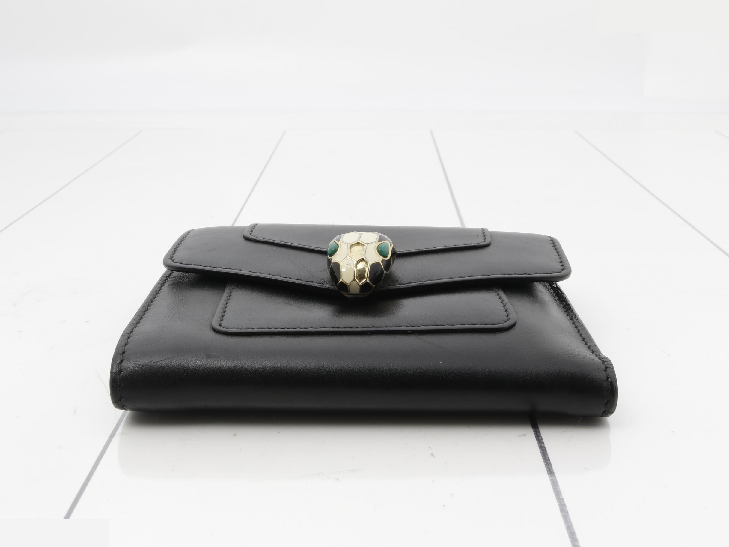 Serpenti Forever Bi-fold Wallet, Leather, Black — view 3