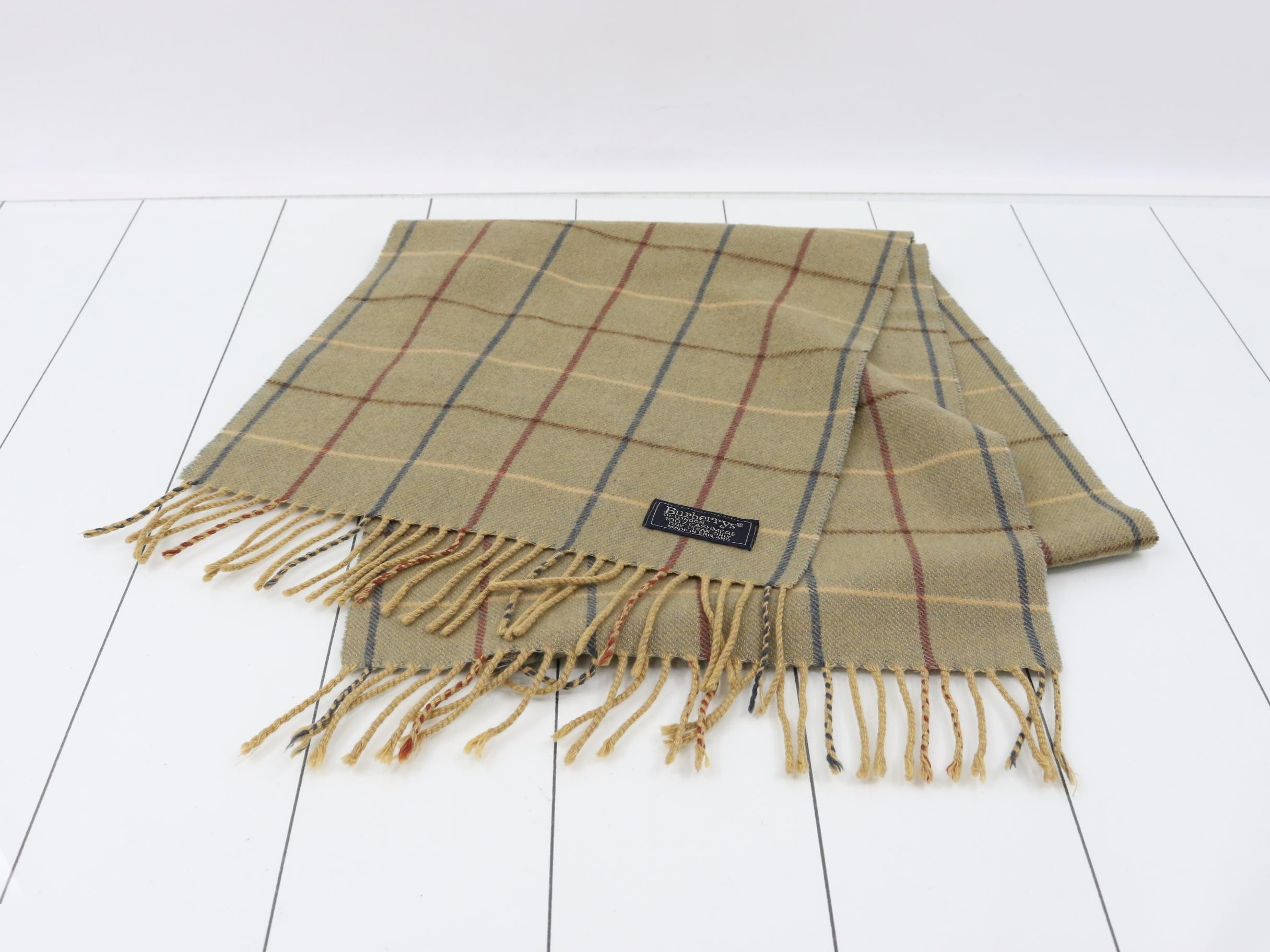 Nova Check Scarf, Khaki, 100% Cashmere — view 2