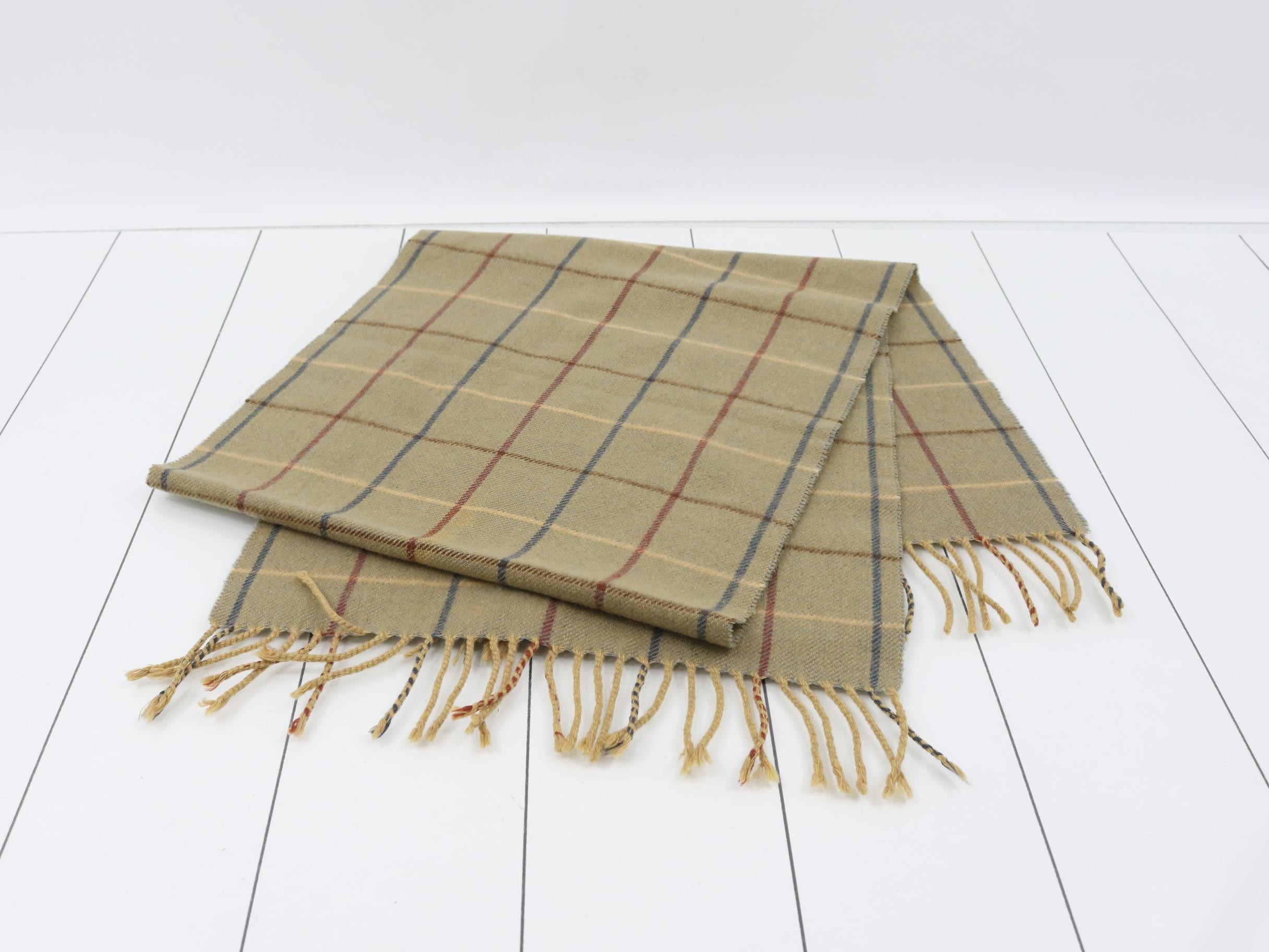 Nova Check Scarf, Khaki, 100% Cashmere — view 3