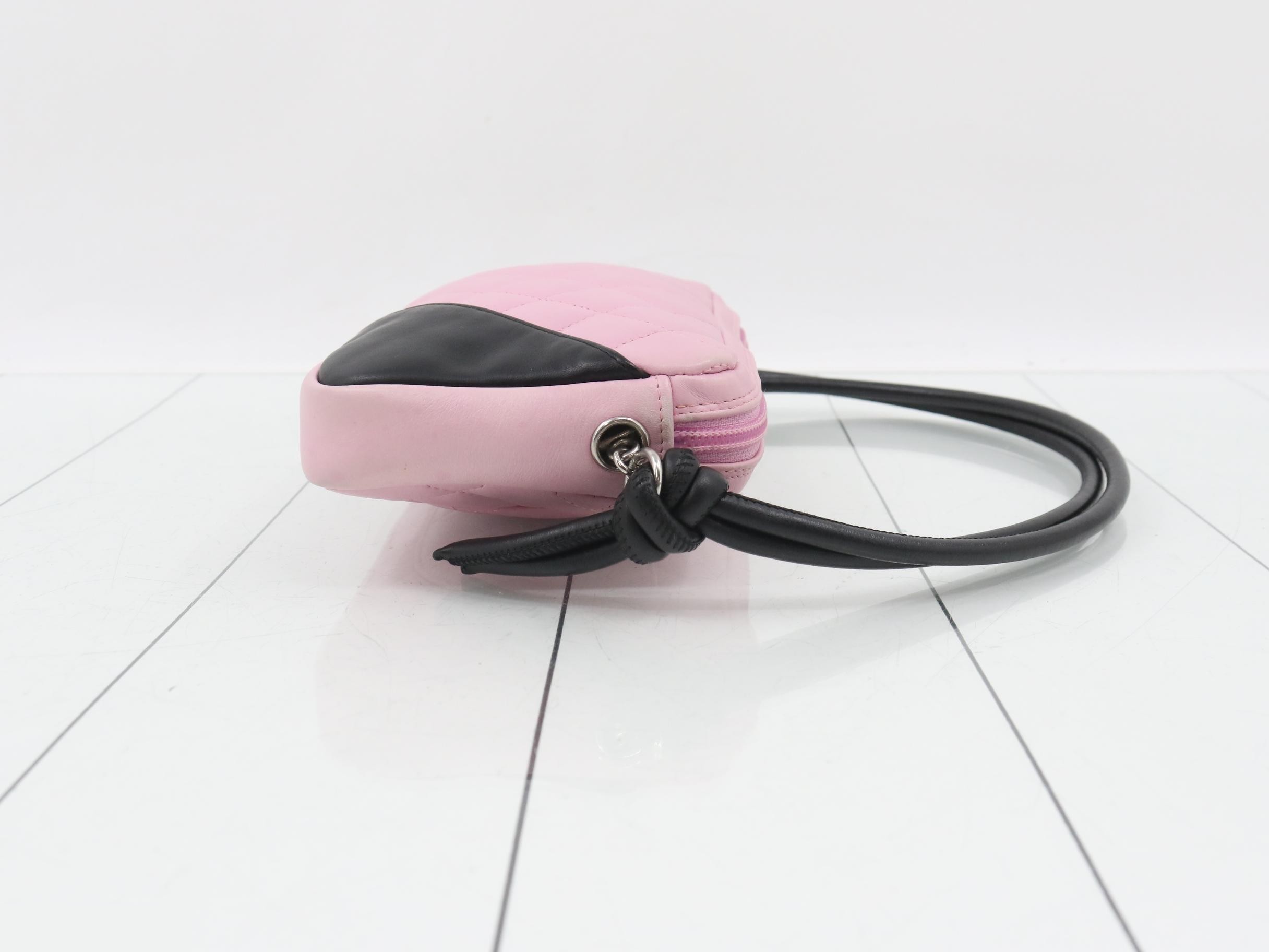 Cambon Line Mini Shoulder Bag, Black x Pink, with sticker, item number 8 — view 3