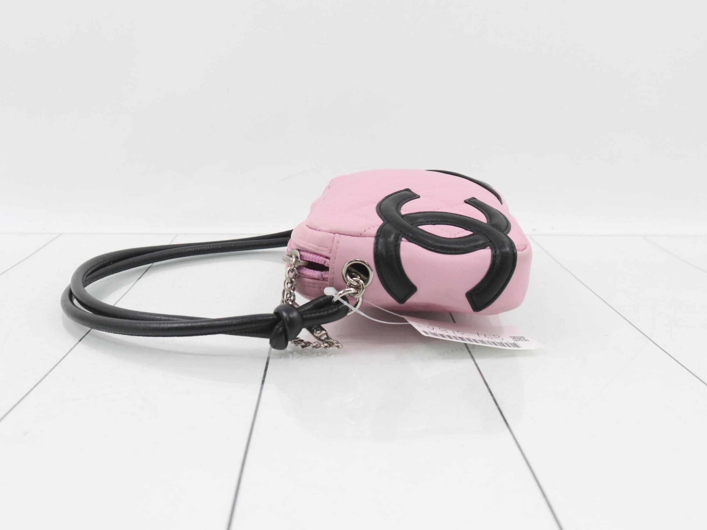 Cambon Line Mini Shoulder Bag, Black x Pink, with sticker, item number 8 — view 4
