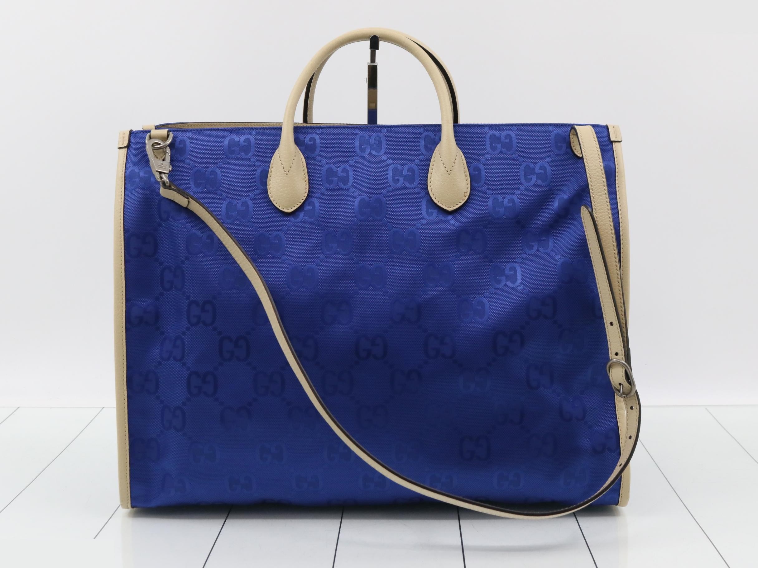 Off the Grid tote bag, nylon/leather, blue — view 2