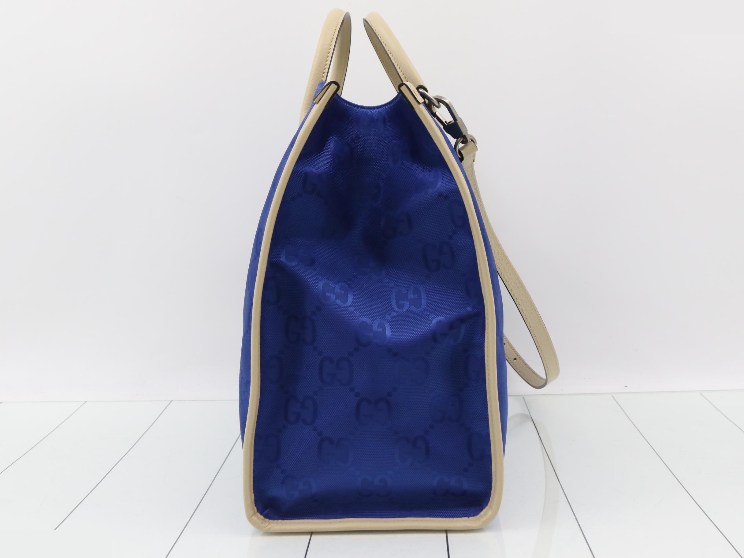 Off the Grid tote bag, nylon/leather, blue — view 3