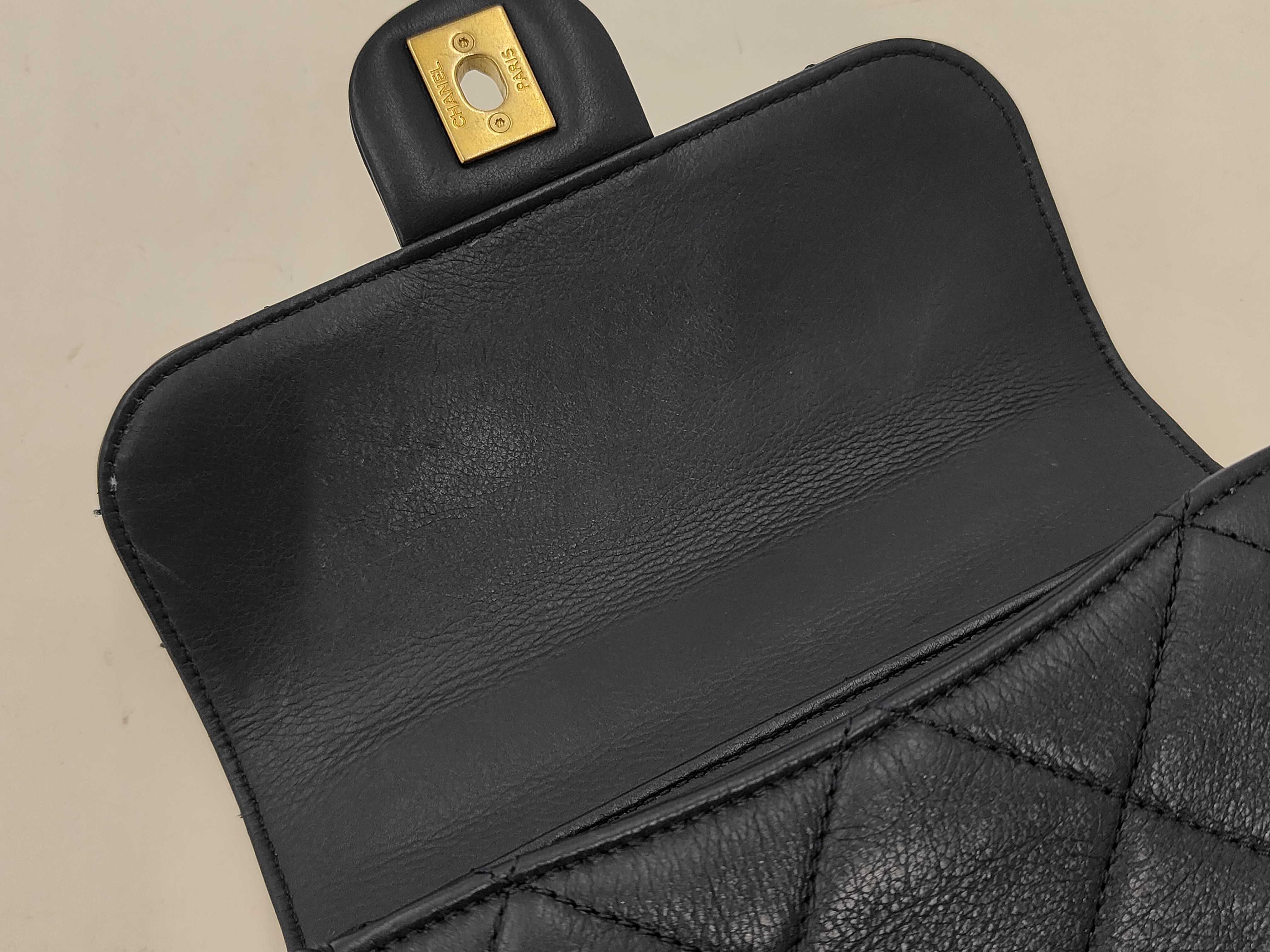 Mini Matelassé Chain Shoulder Bag, Navy Lambskin, Gold Hardware. — view 11