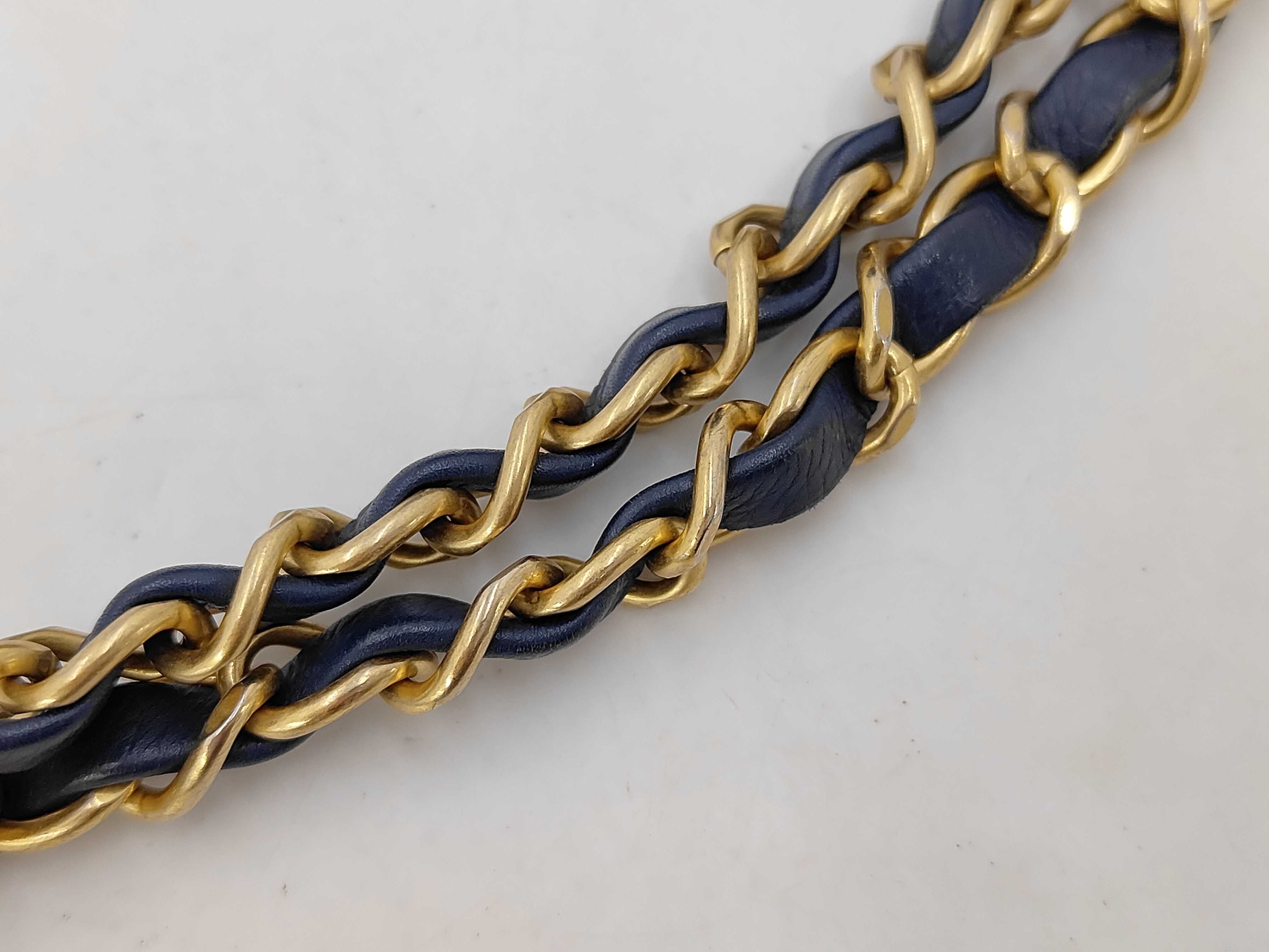 Mini Matelassé Chain Shoulder Bag, Navy Lambskin, Gold Hardware. — view 6