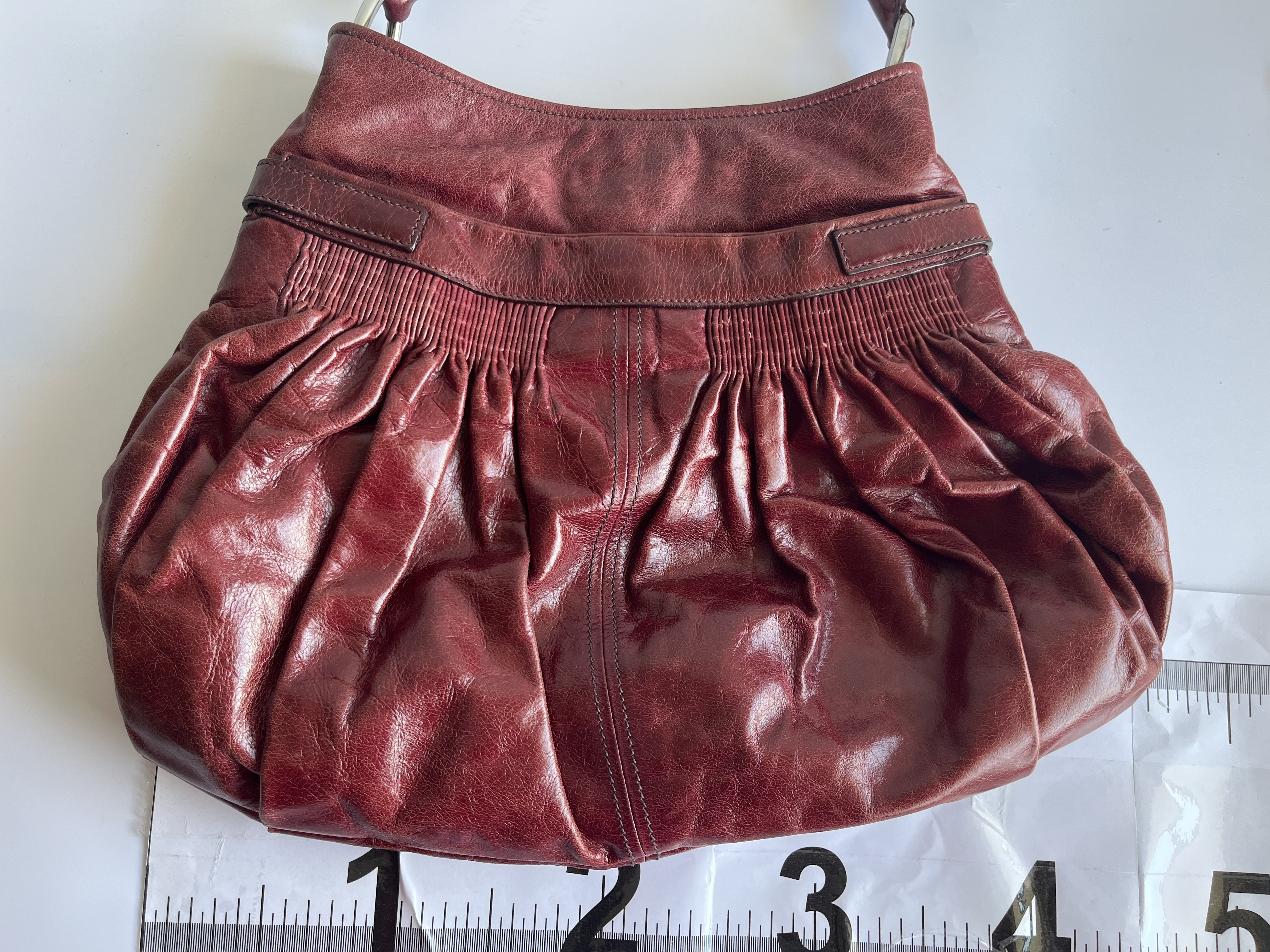 Vitello Luxe Red Burgundy One-Shoulder Bag — view 3