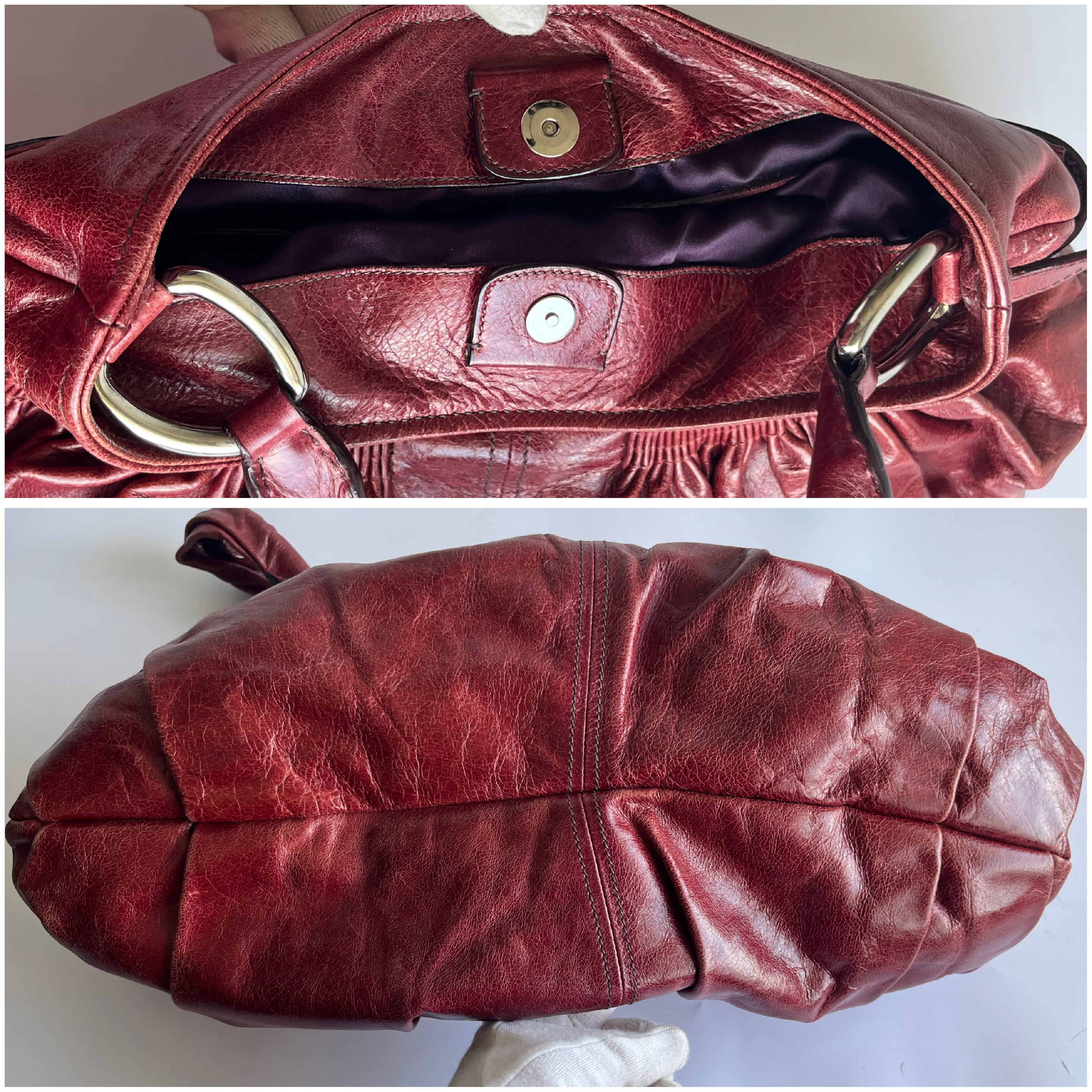 Vitello Luxe Red Burgundy One-Shoulder Bag — view 4