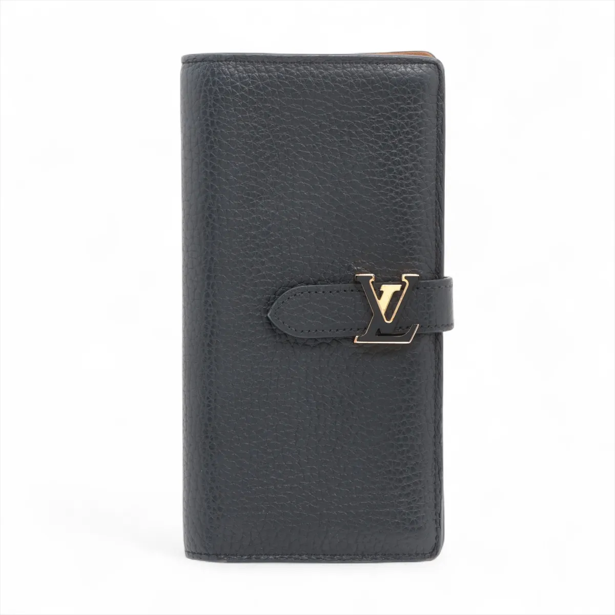 Taurillon LV Vertical Wallet Compact M81330 Noir Long Wallet Serial Unknown