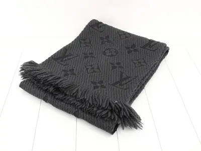 Logo Mania Long Scarf, Black, with domestic tag.