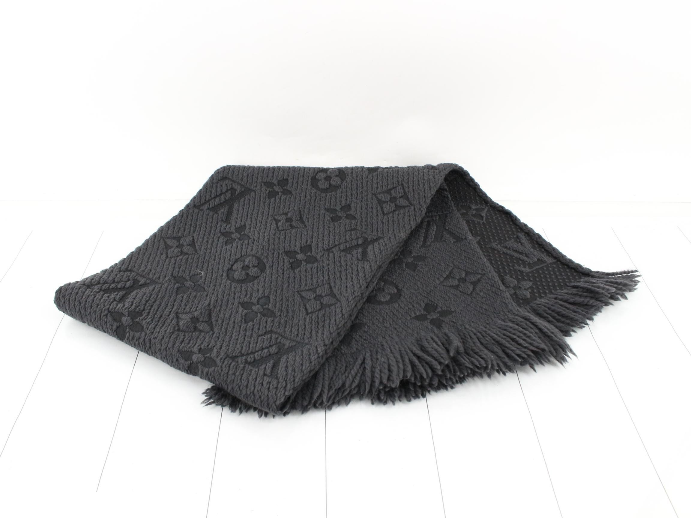 Logo Mania Long Scarf, Black, with domestic tag. — view 3