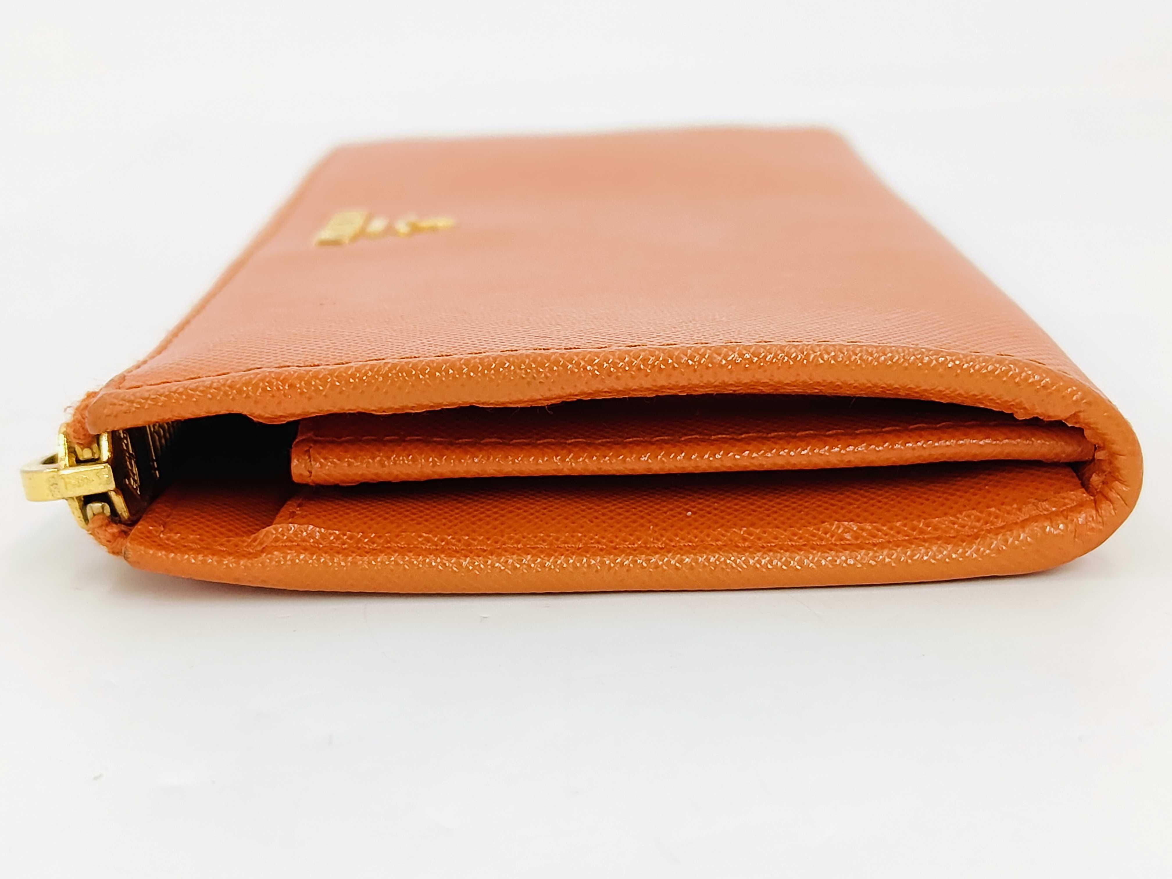 Leather Orange Long Wallet — view 6