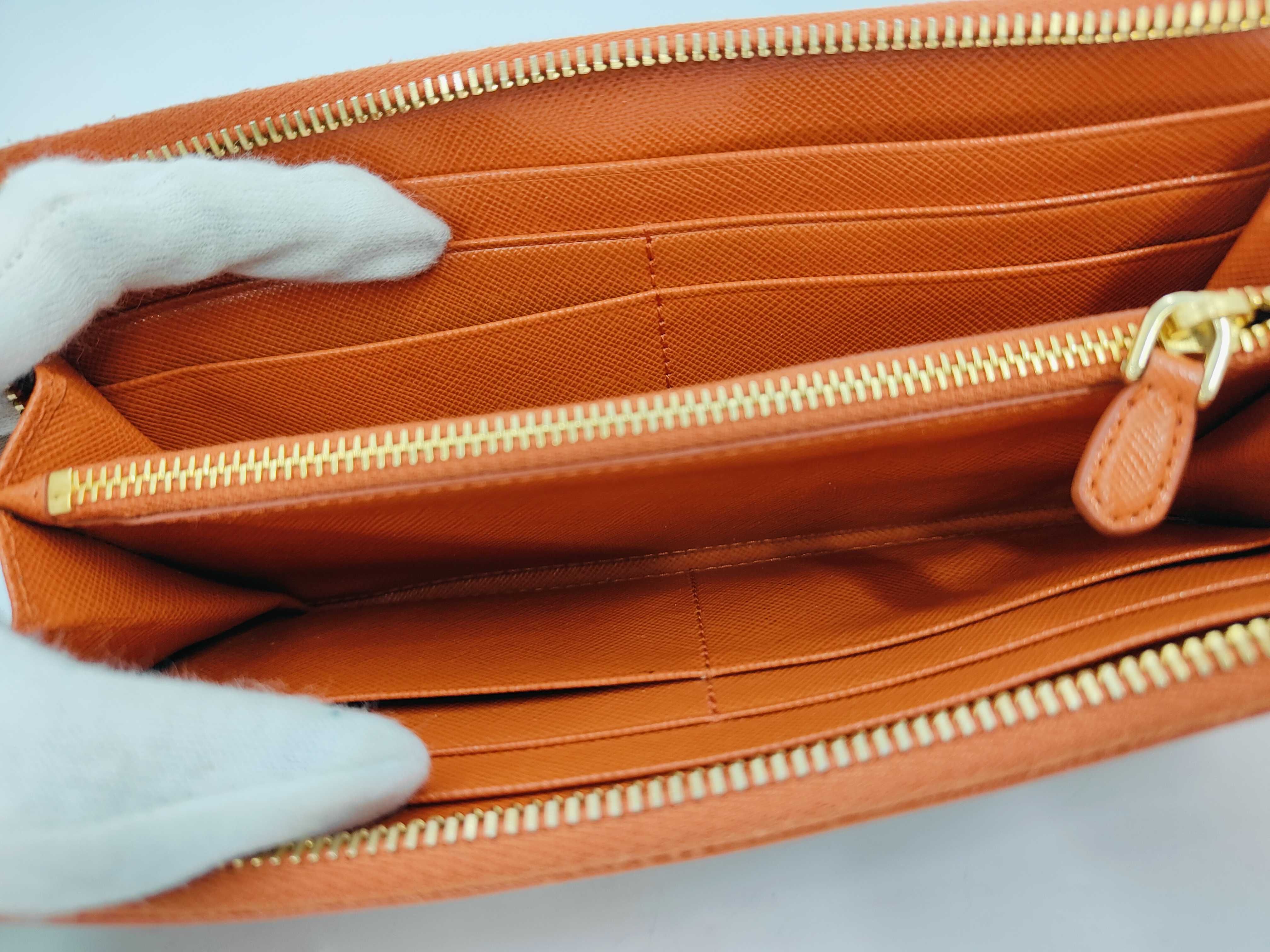 Leather Orange Long Wallet — view 8