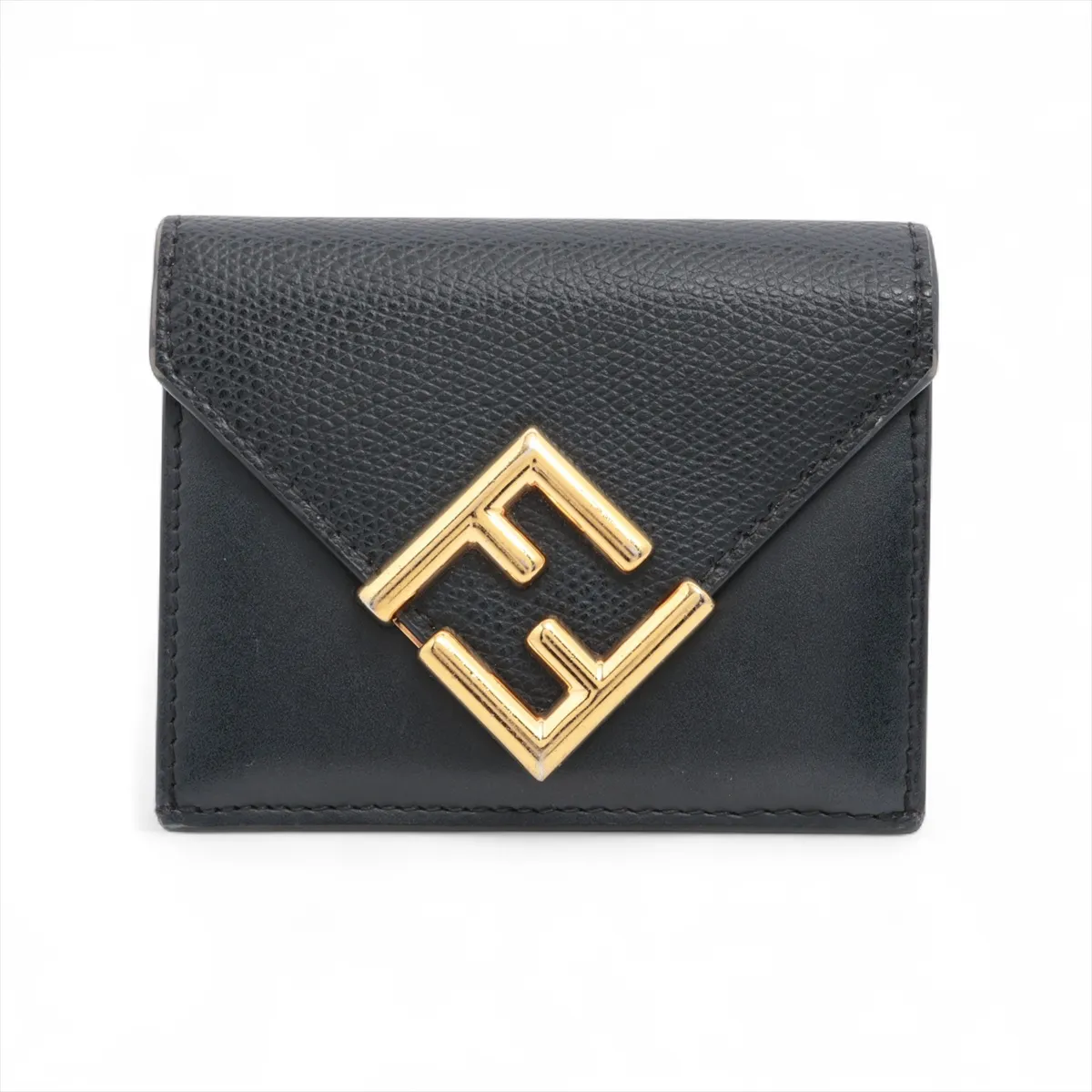 FF Diamond 8M0480 Leather Compact Wallet, Black