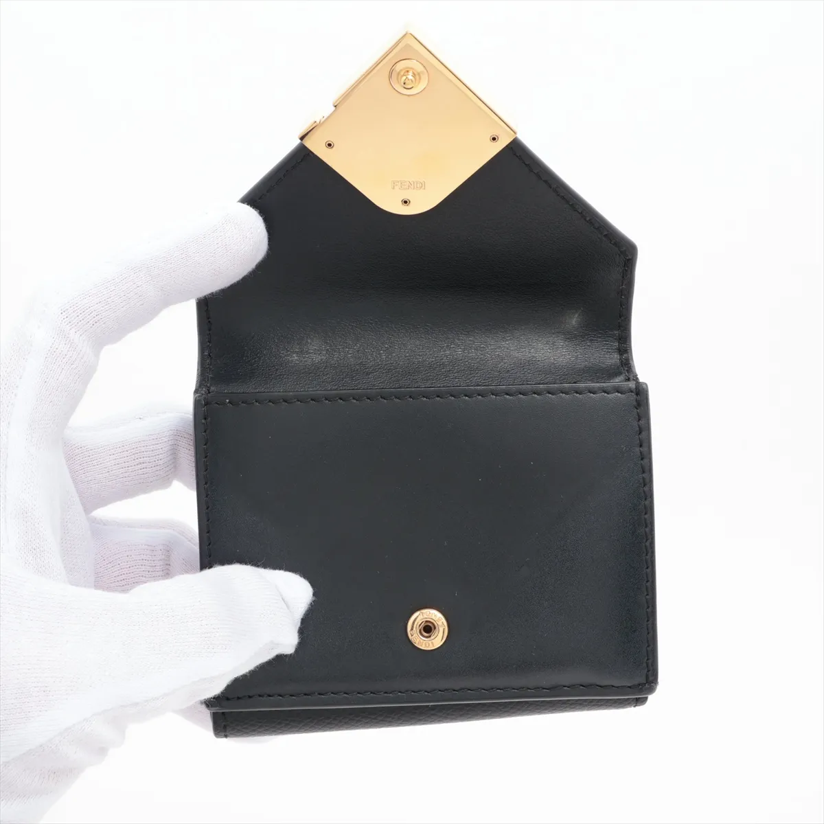 FF Diamond 8M0480 Leather Compact Wallet, Black — view 3