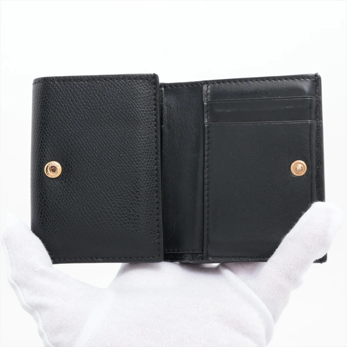 FF Diamond 8M0480 Leather Compact Wallet, Black — view 4