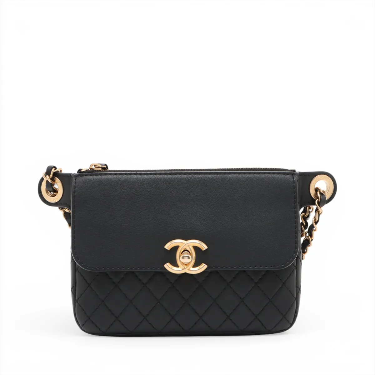Matelasse Lambskin Body Bag Black Gold Hardware 29018435 29th Series — view 2