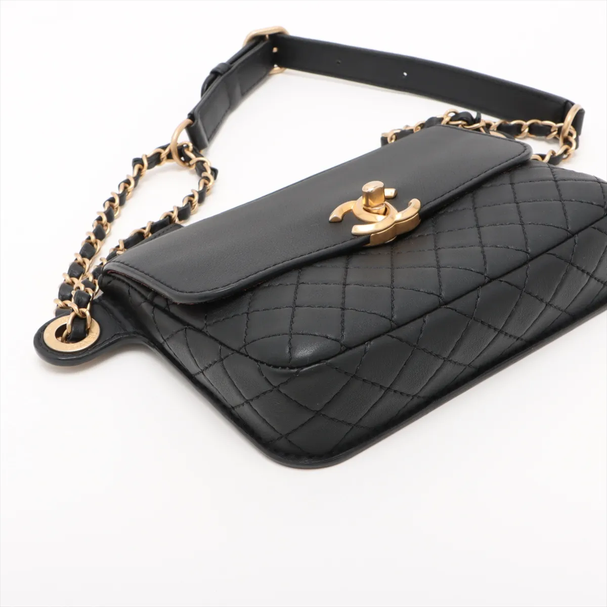 Matelasse Lambskin Body Bag Black Gold Hardware 29018435 29th Series — view 5