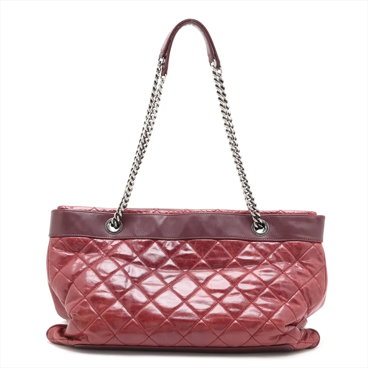 Matelassé Vintage Calfskin Chain Shoulder Bag, Brown, Silver Hardware, Item Number 17067868 (Serial Number 17) — view 2