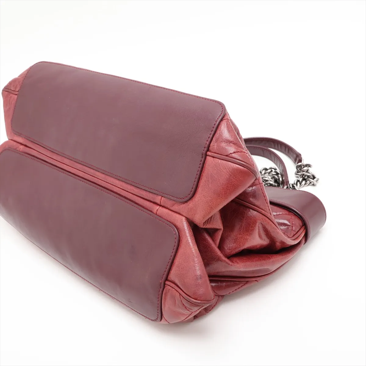 Matelassé Vintage Calfskin Chain Shoulder Bag, Brown, Silver Hardware, Item Number 17067868 (Serial Number 17) — view 3