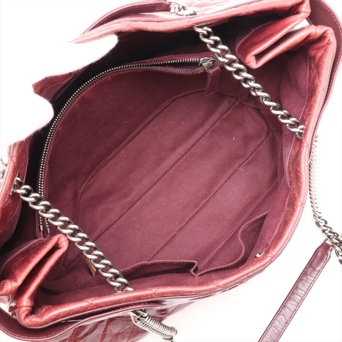 Matelassé Vintage Calfskin Chain Shoulder Bag, Brown, Silver Hardware, Item Number 17067868 (Serial Number 17) — view 7