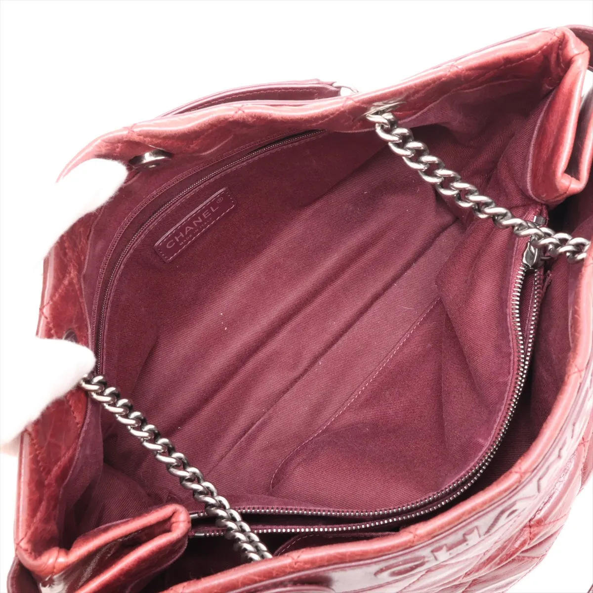 Matelassé Vintage Calfskin Chain Shoulder Bag, Brown, Silver Hardware, Item Number 17067868 (Serial Number 17) — view 10