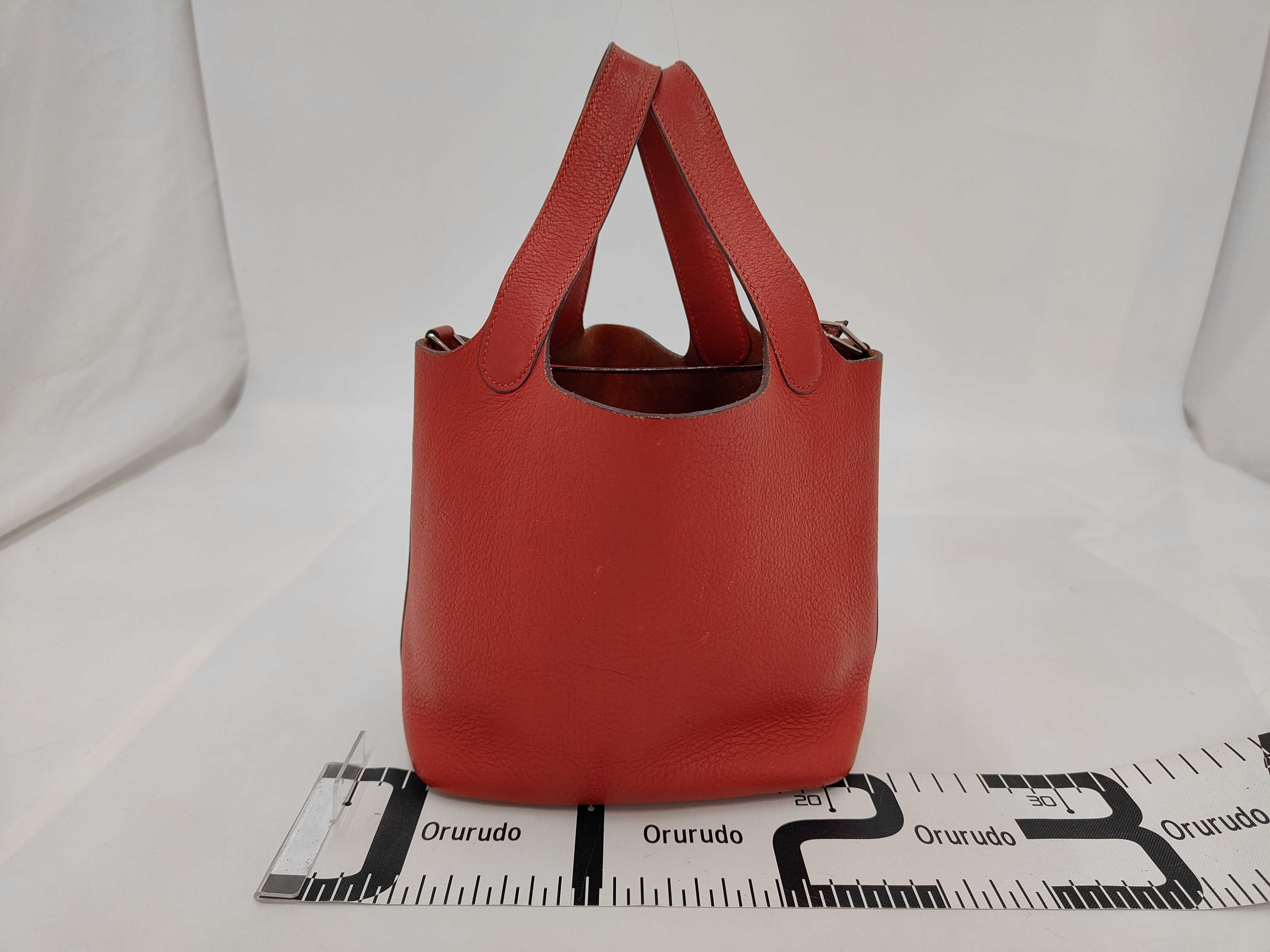 Picotin PM Red Handbag with Silver Hardware H — view 2