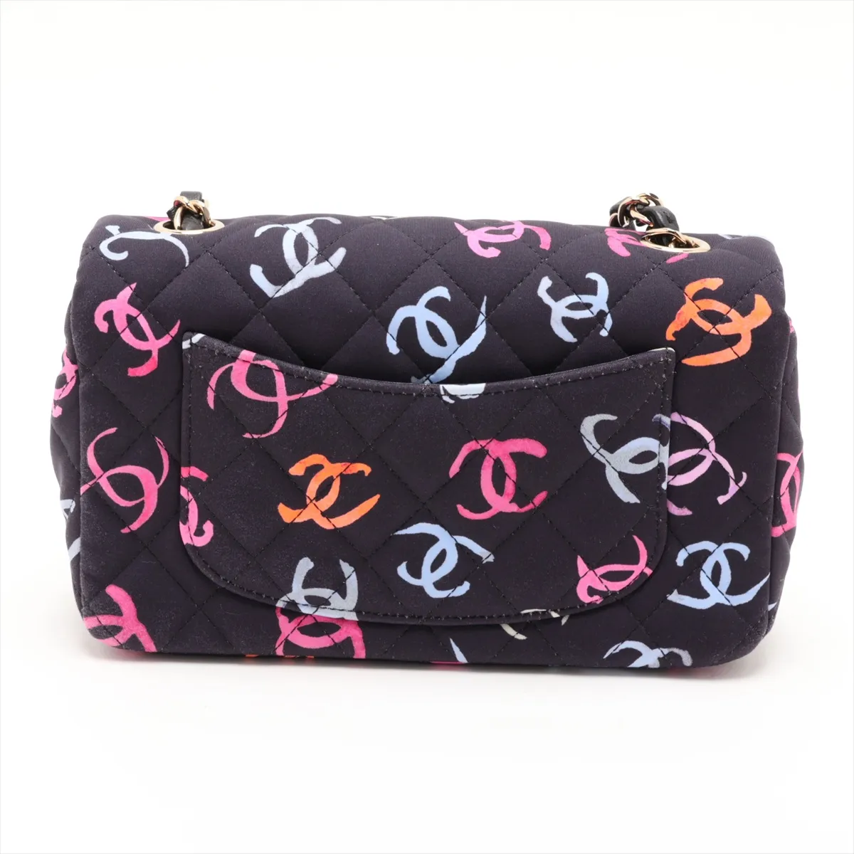 Mini Matelassé 20 Nylon x Lambskin Single Flap Single Chain Bag Black Gold Hardware XT79PEL1 Random Plate A69900 — view 2