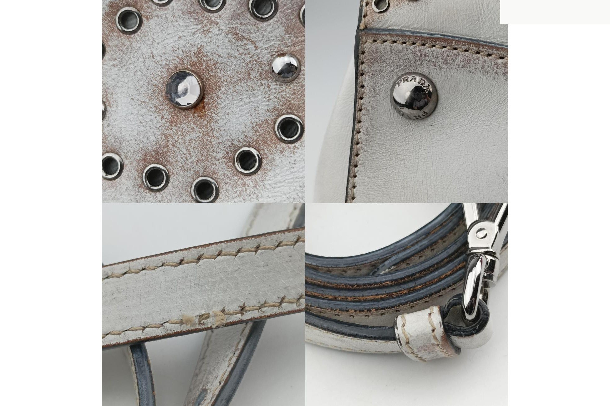 Vitello Vintage Studded Sound Leather White — view 11