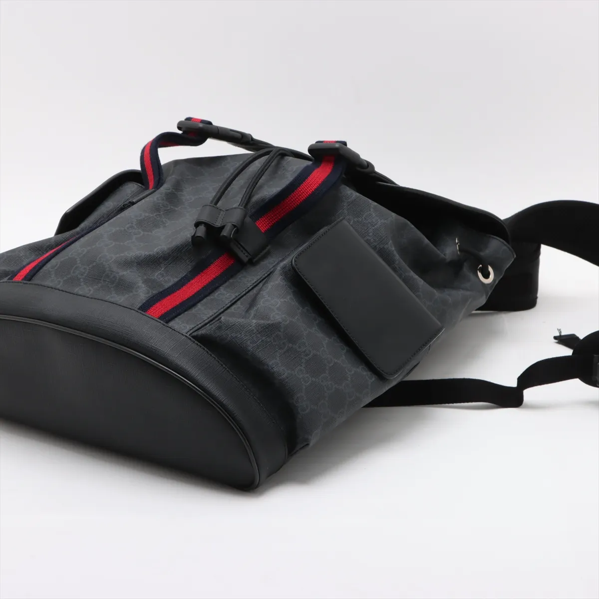 GG Supreme PVC x Leather Backpack/Rucksack, Black, 495563 — view 3