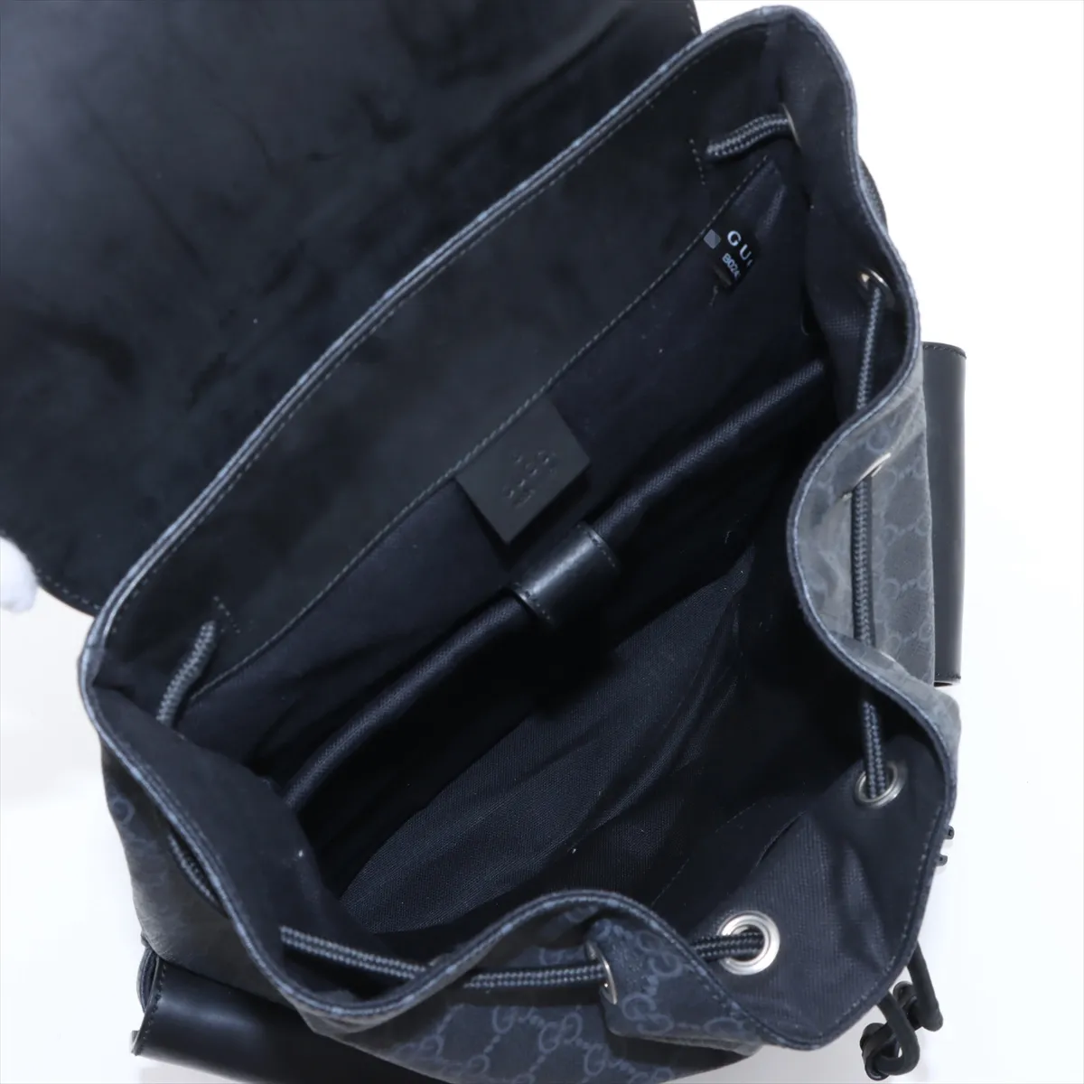 GG Supreme PVC x Leather Backpack/Rucksack, Black, 495563 — view 7
