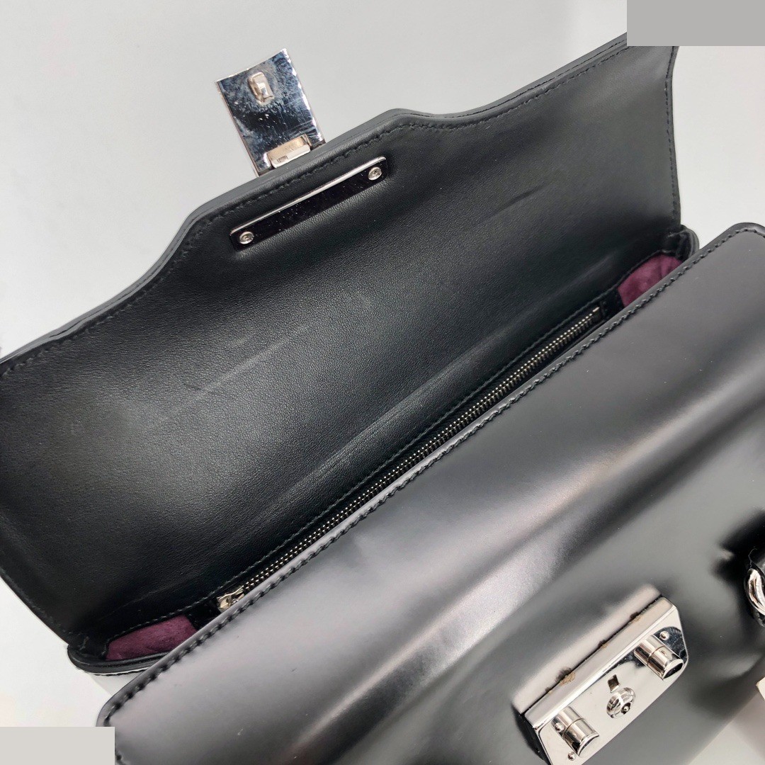 Box Leather Lady Lock Top Handle Flap Ba — view 12